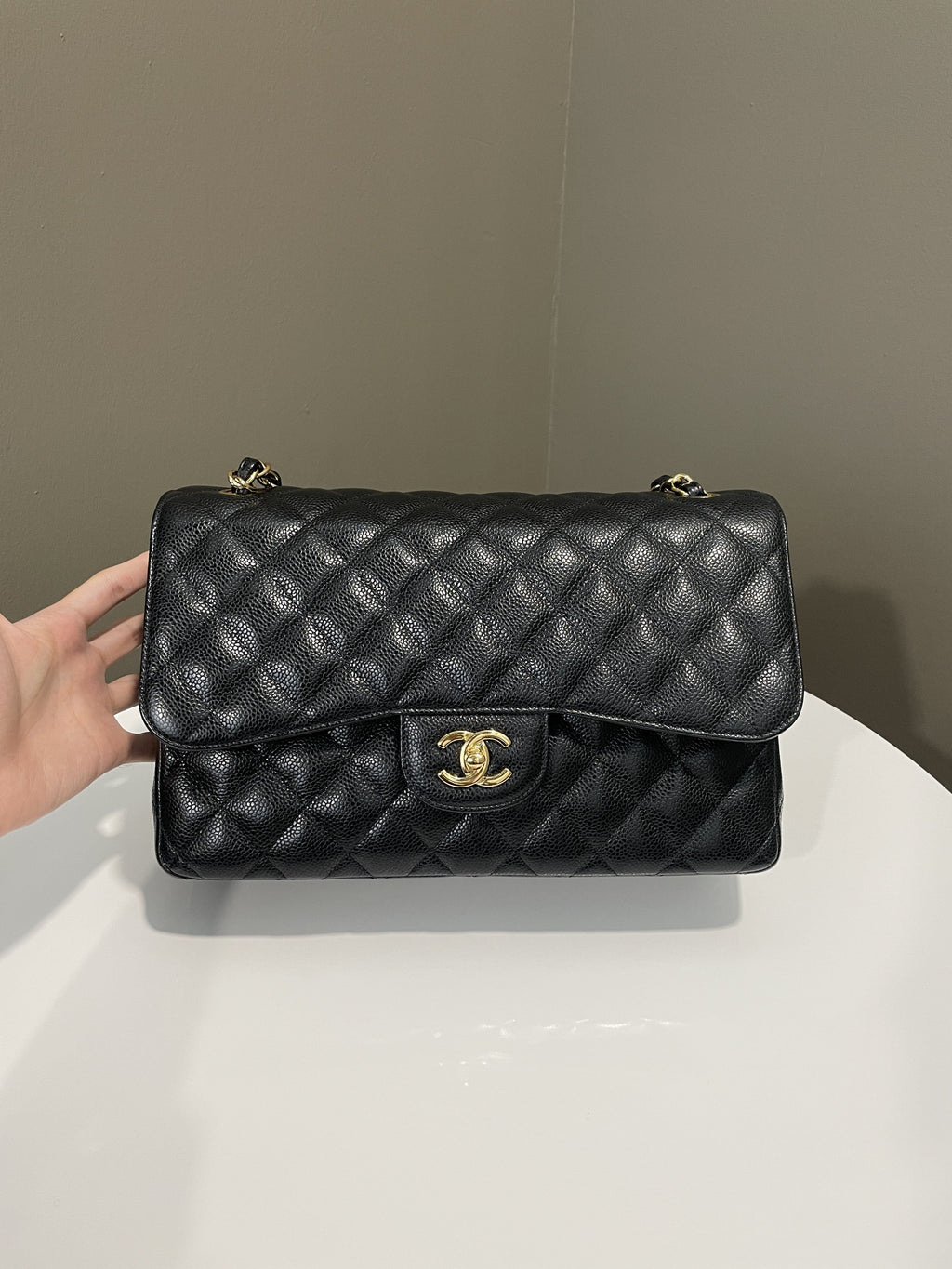 Chanel Classic Quilted Jumbo Double Flap Black Caviar