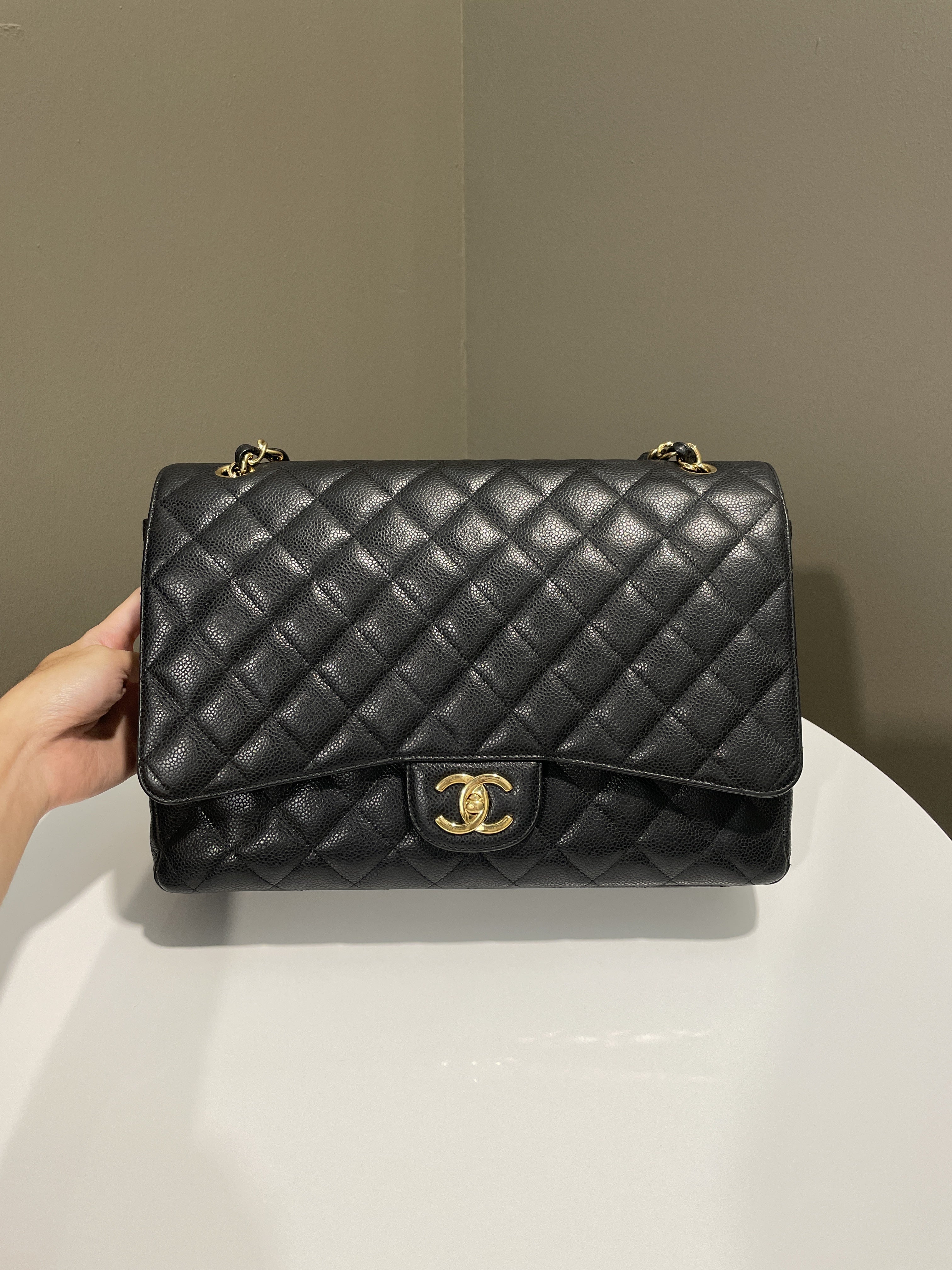 Chanel Classic Quilted Maxi Double Flap Black Caviar