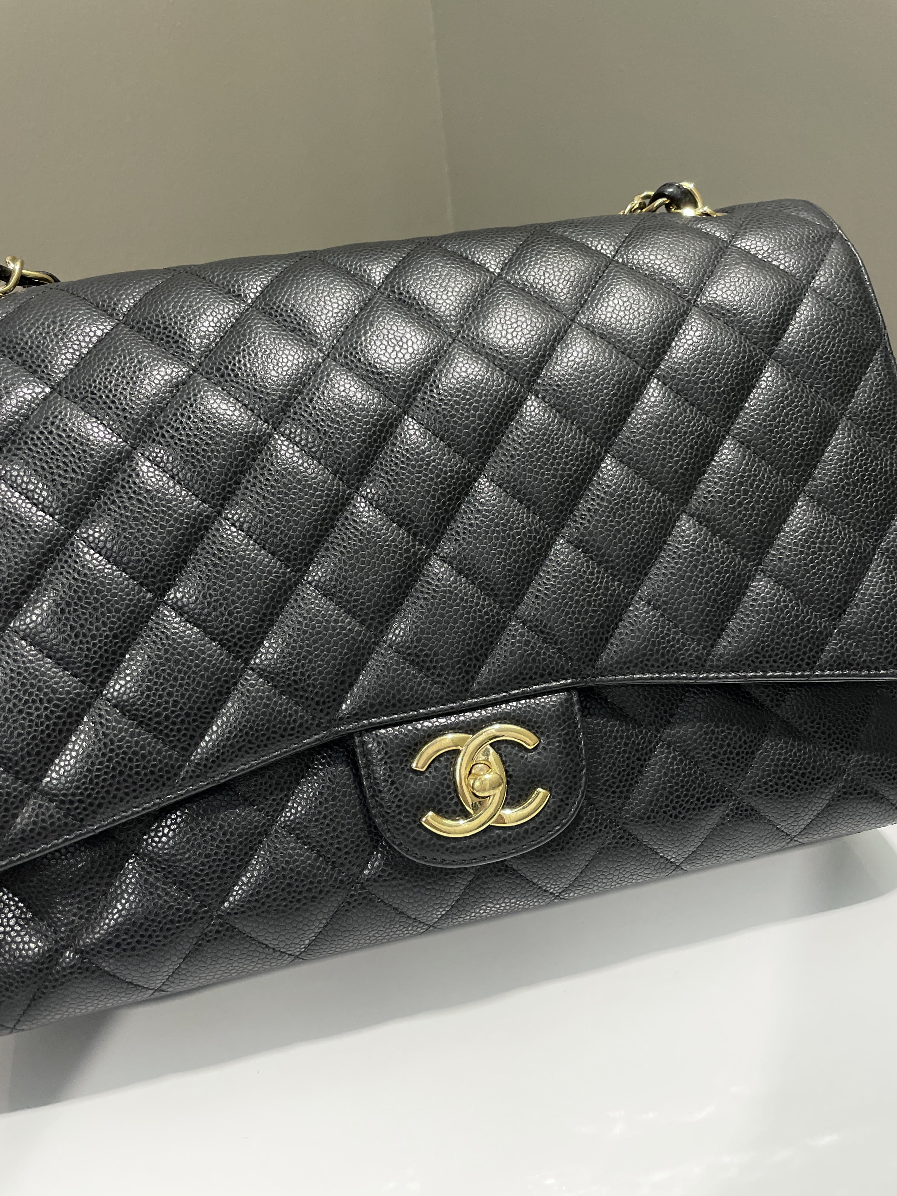 Chanel Classic Quilted Maxi Double Flap Black Caviar