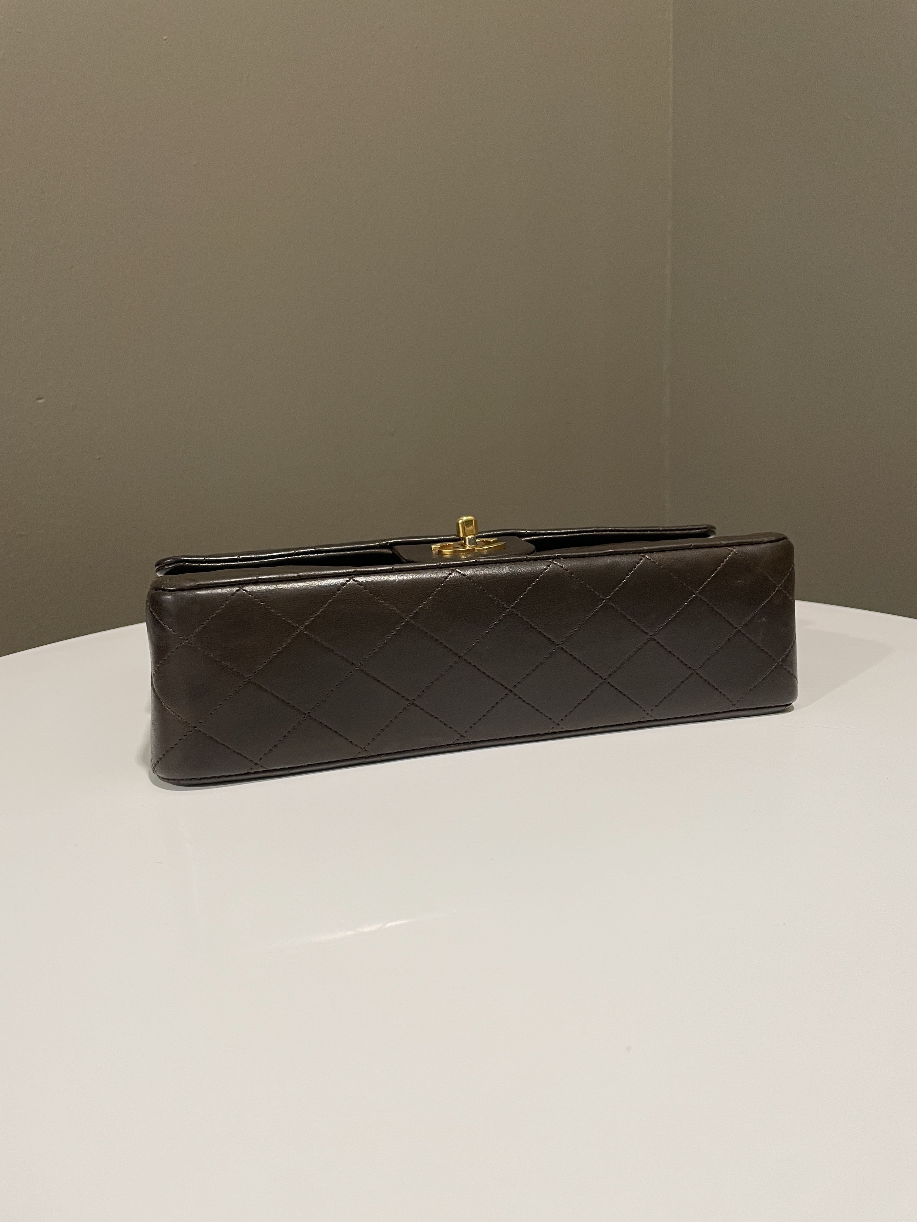 Chanel Vintage Classic Quilted Medium Double Flap Brown Lambskin