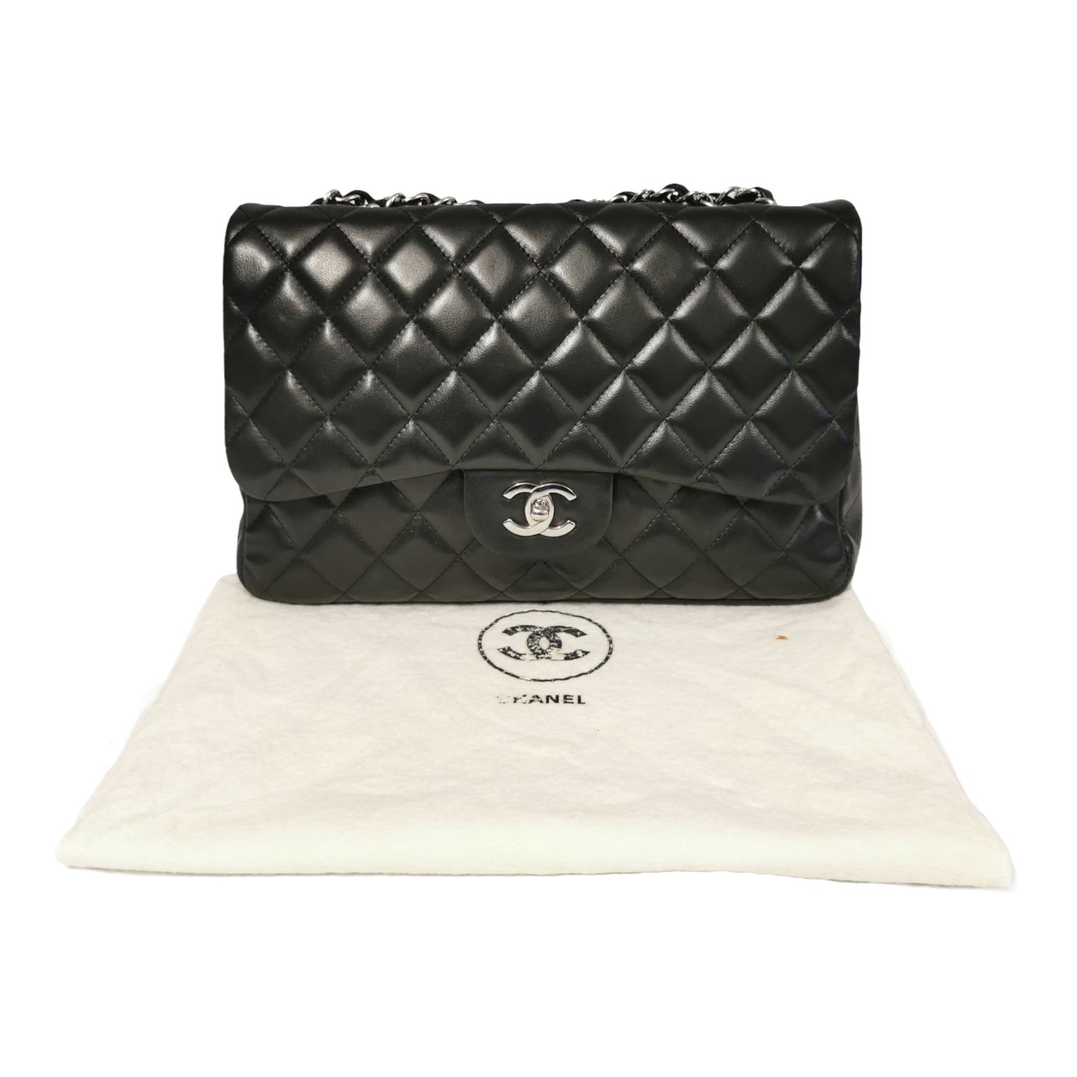 Chanel Classic Single Flap Jumbo Black Lambskin SiLouis Vuittoner