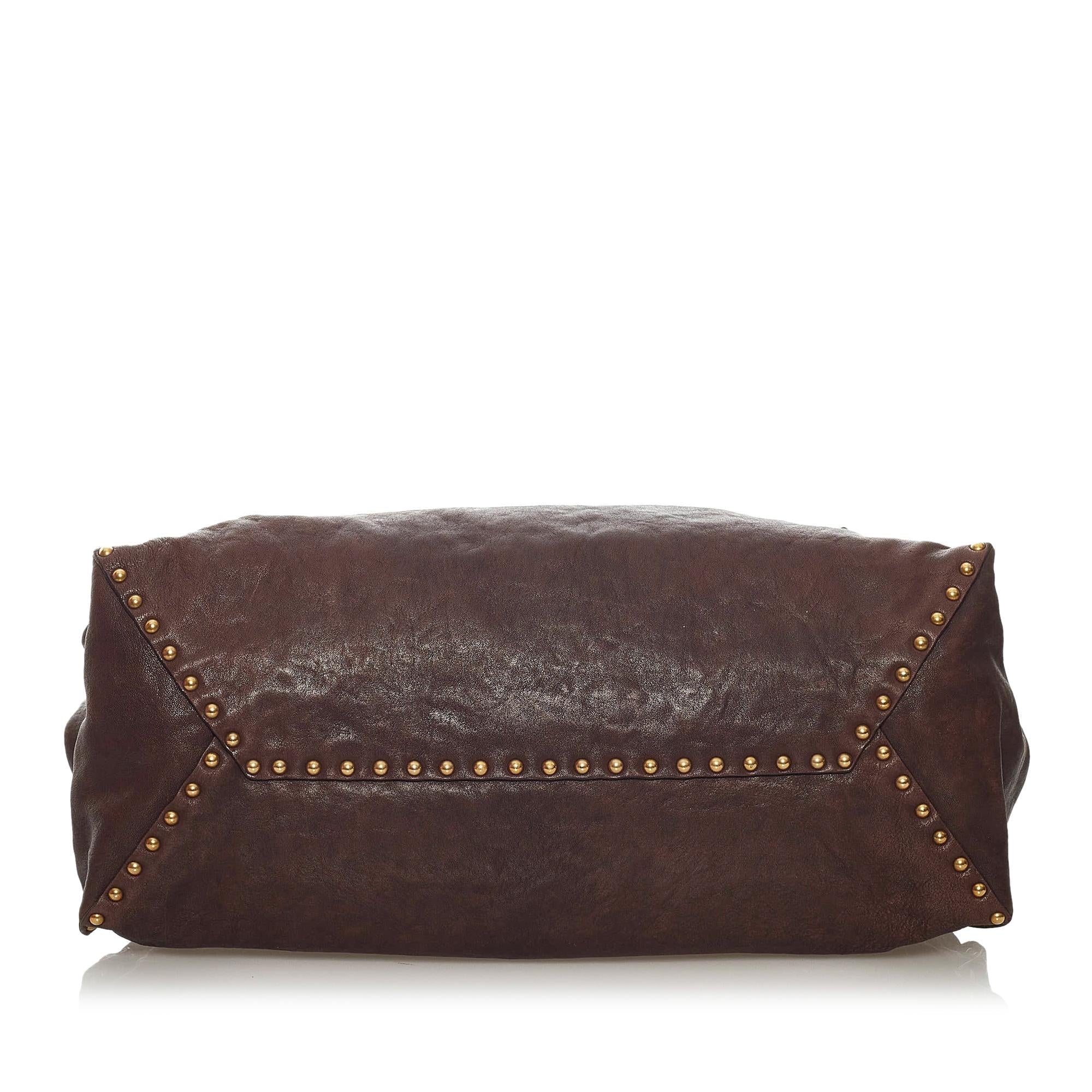Prada Aviator Studded Leather Tote Bag (SHG-29206)