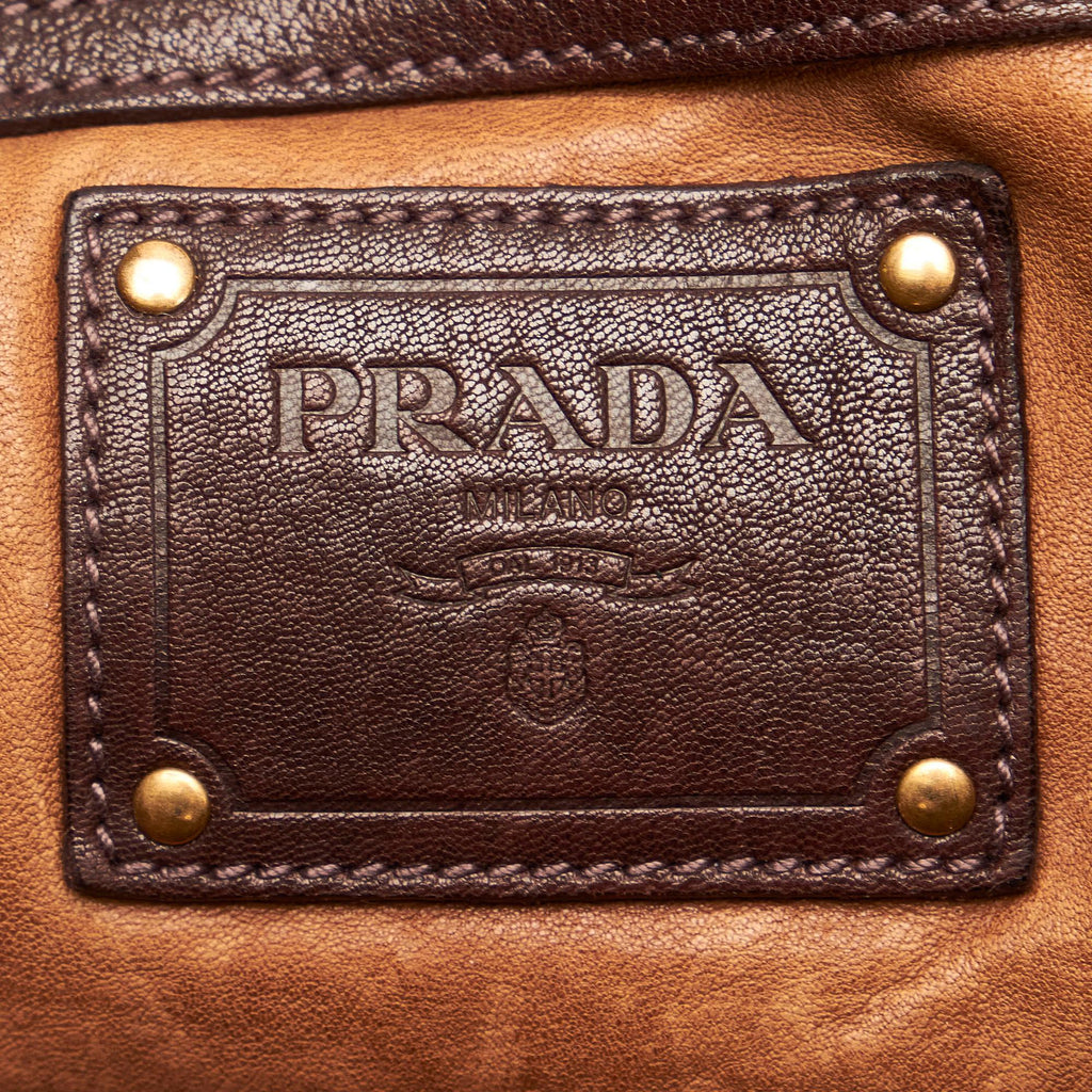 Prada Aviator Studded Leather Tote Bag (SHG-29206)