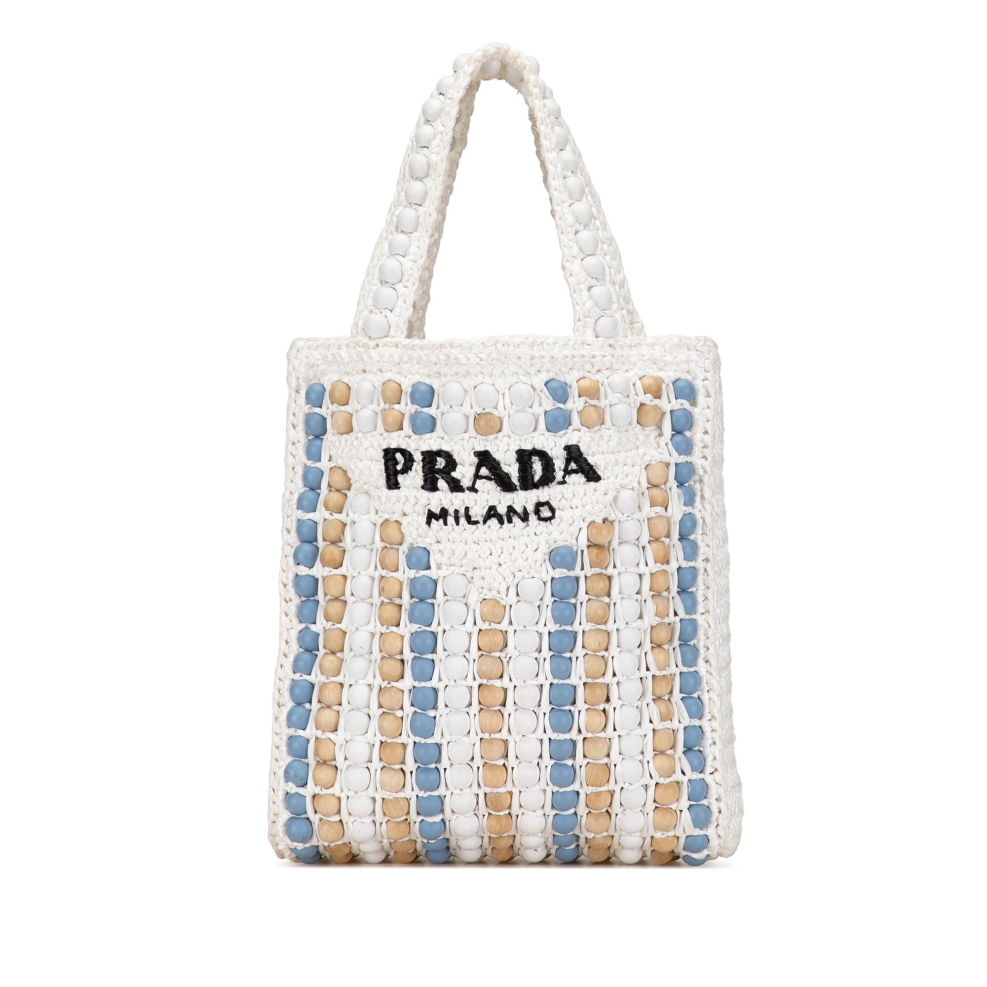 Prada Beaded Raffia Logo Tote (SHG-dzCs8E)