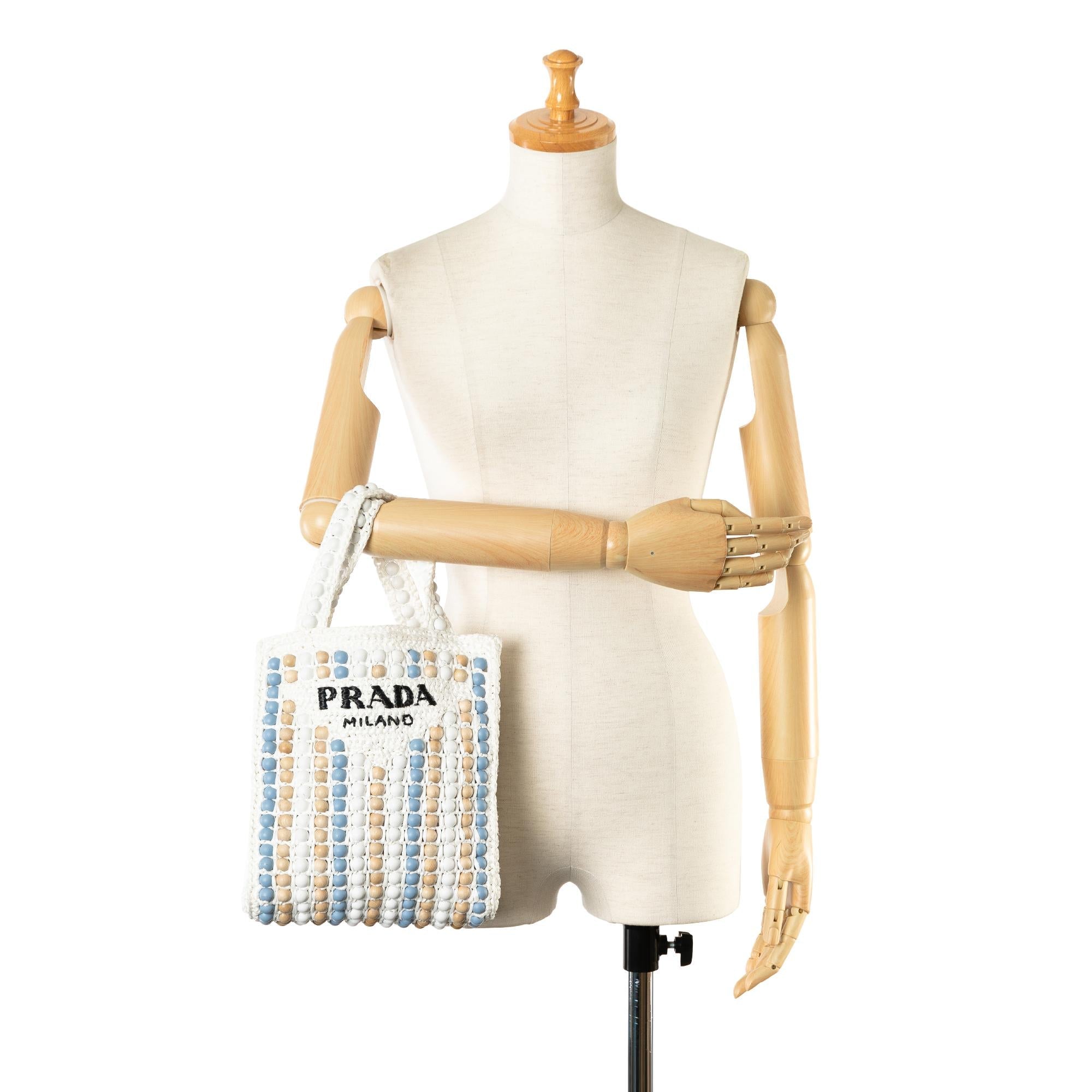 Prada Beaded Raffia Logo Tote (SHG-dzCs8E)