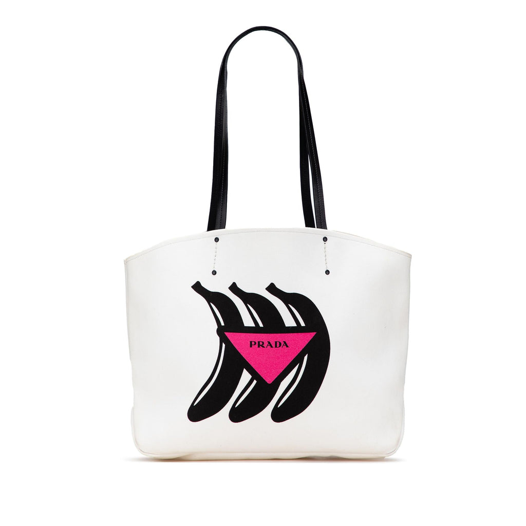 Prada Canapa Banana Print Tote