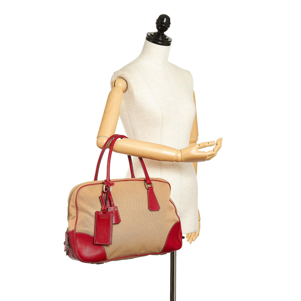 Prada Canapa Bauletto Canvas Tote Bag (SHG-33400)