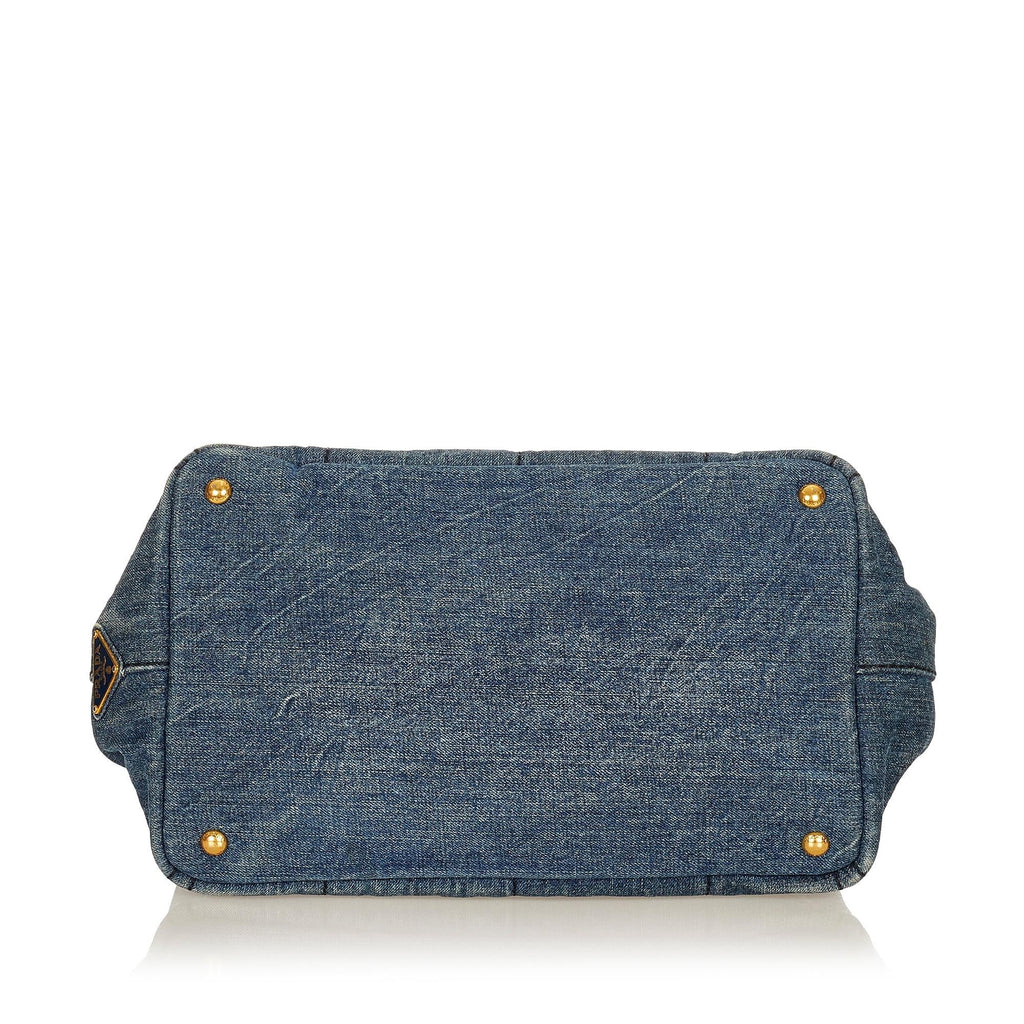 Prada Canapa Logo Denim Tote Bag (SHG-27049)