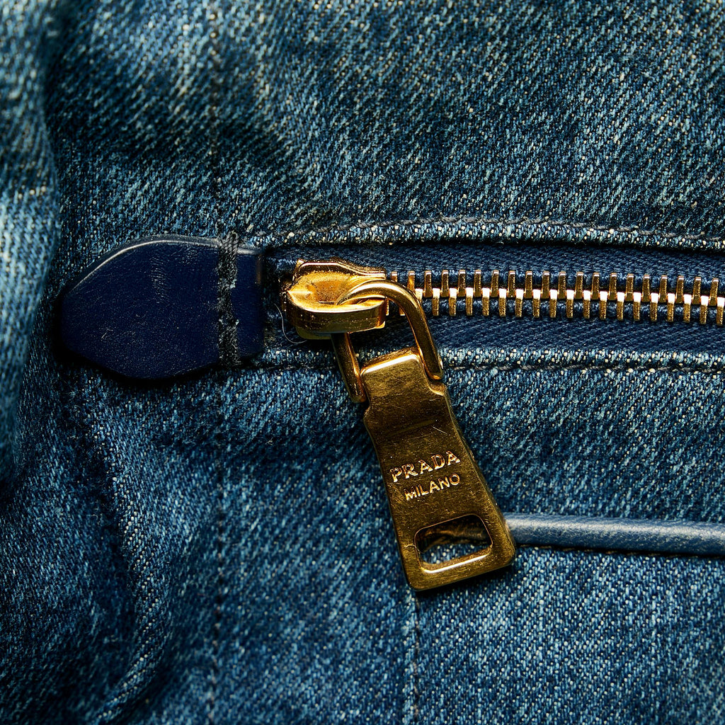 Prada Canapa Logo Denim Tote Bag (SHG-27049)