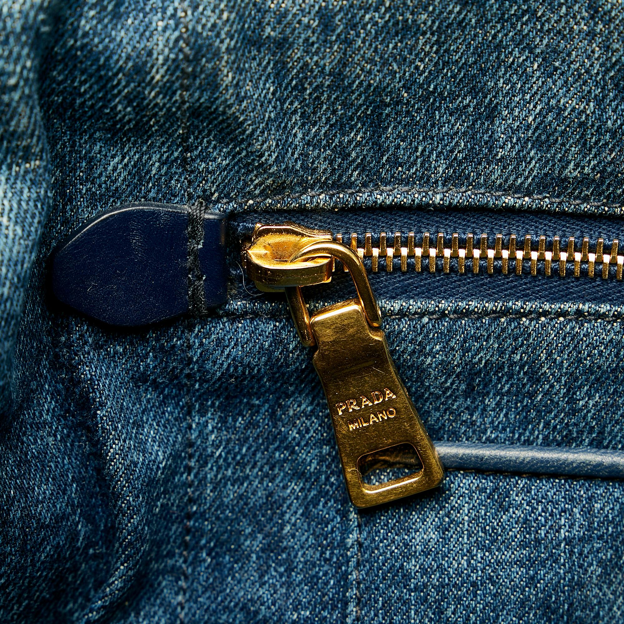 Prada Canapa Logo Denim Tote Bag (SHG-27049)
