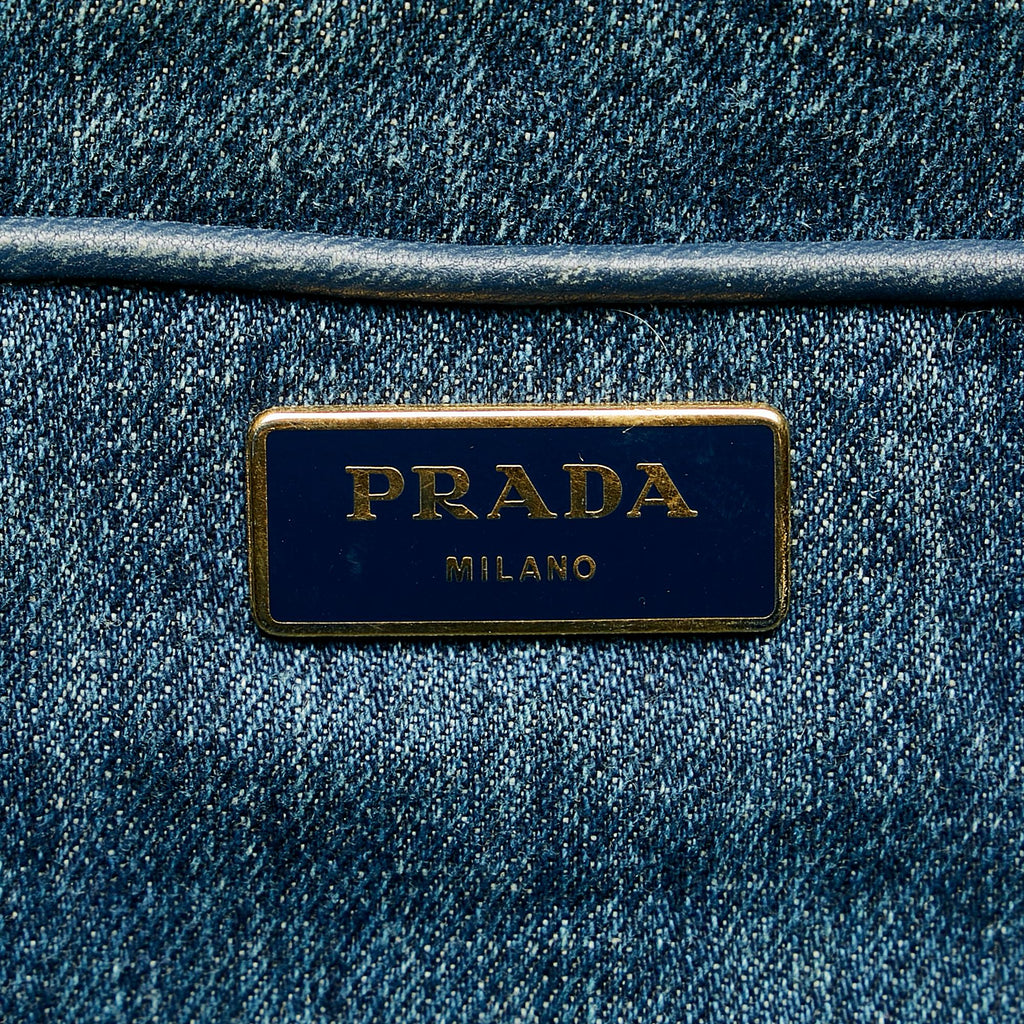 Prada Canapa Logo Denim Tote Bag (SHG-27049)