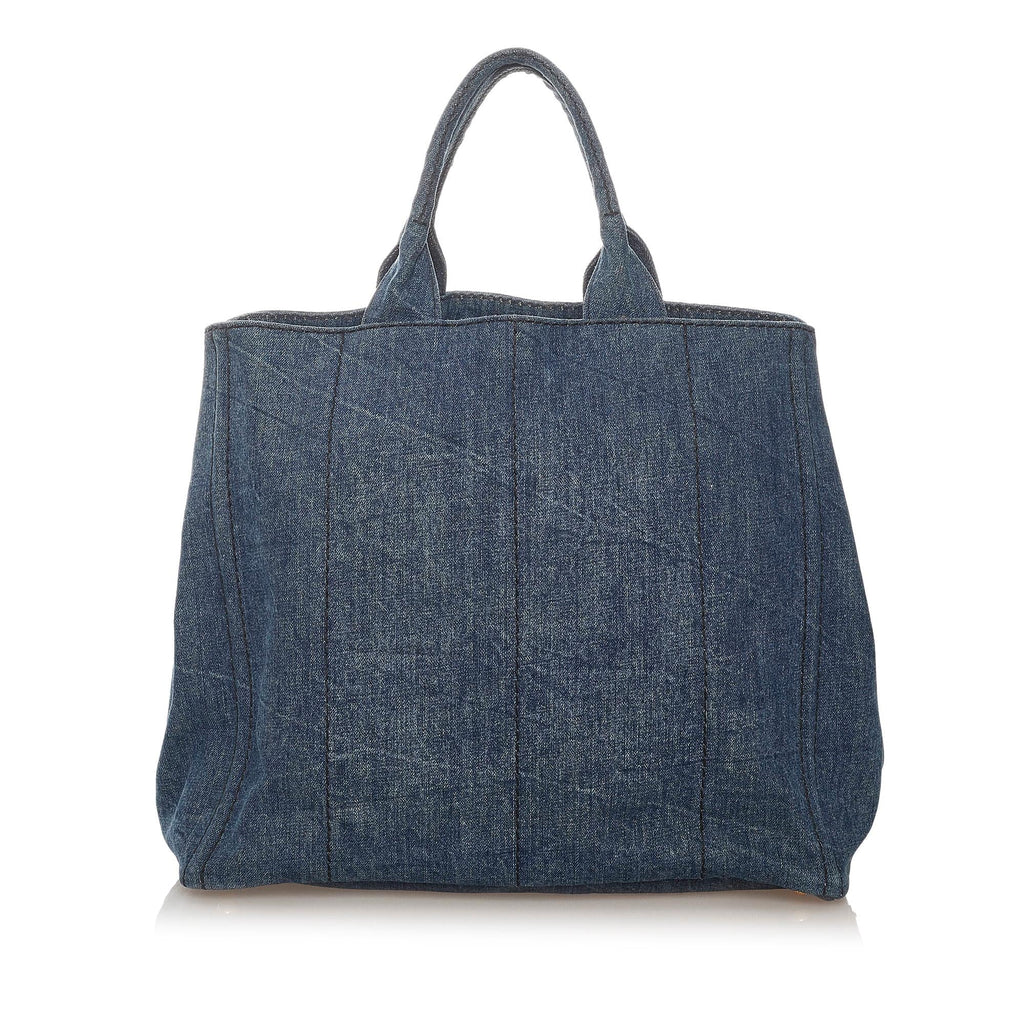 Prada Canapa Logo Denim Tote Bag (SHG-27693)