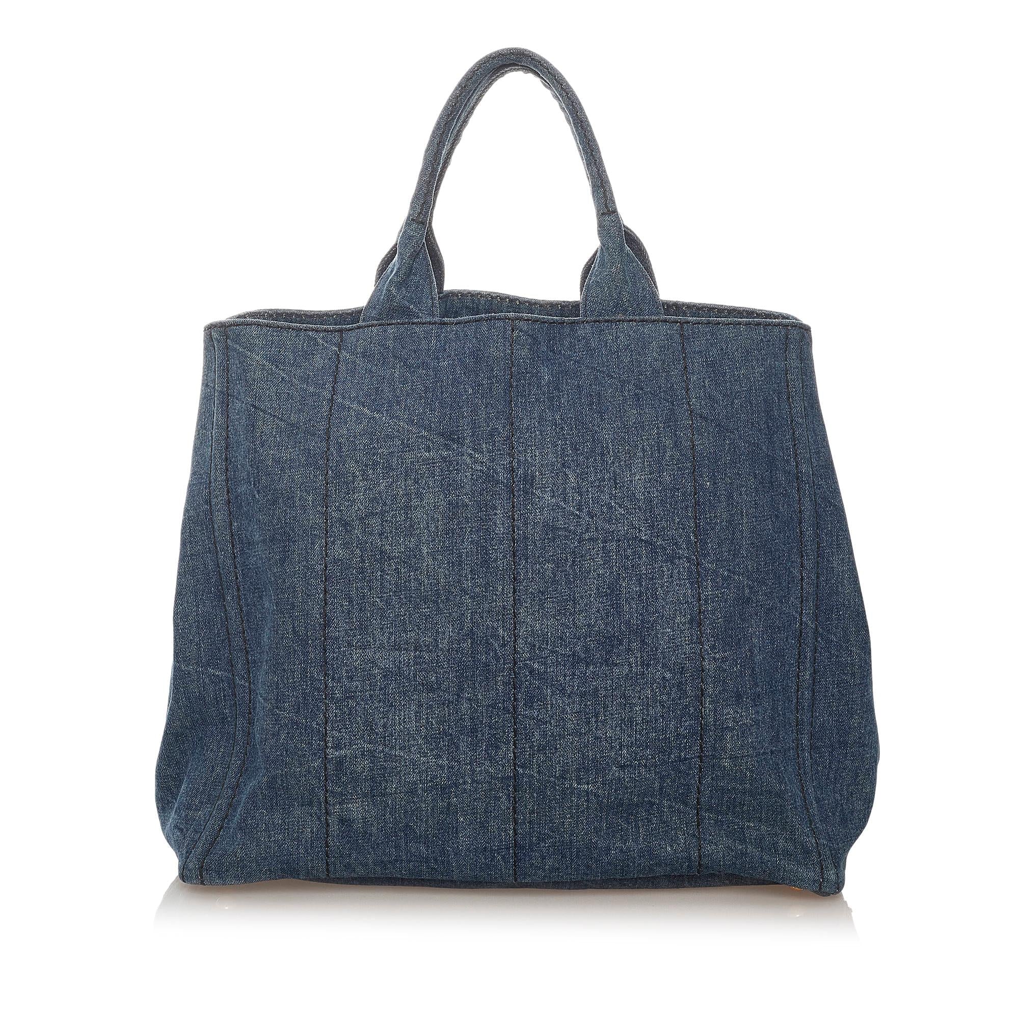 Prada Canapa Logo Denim Tote Bag (SHG-27693)