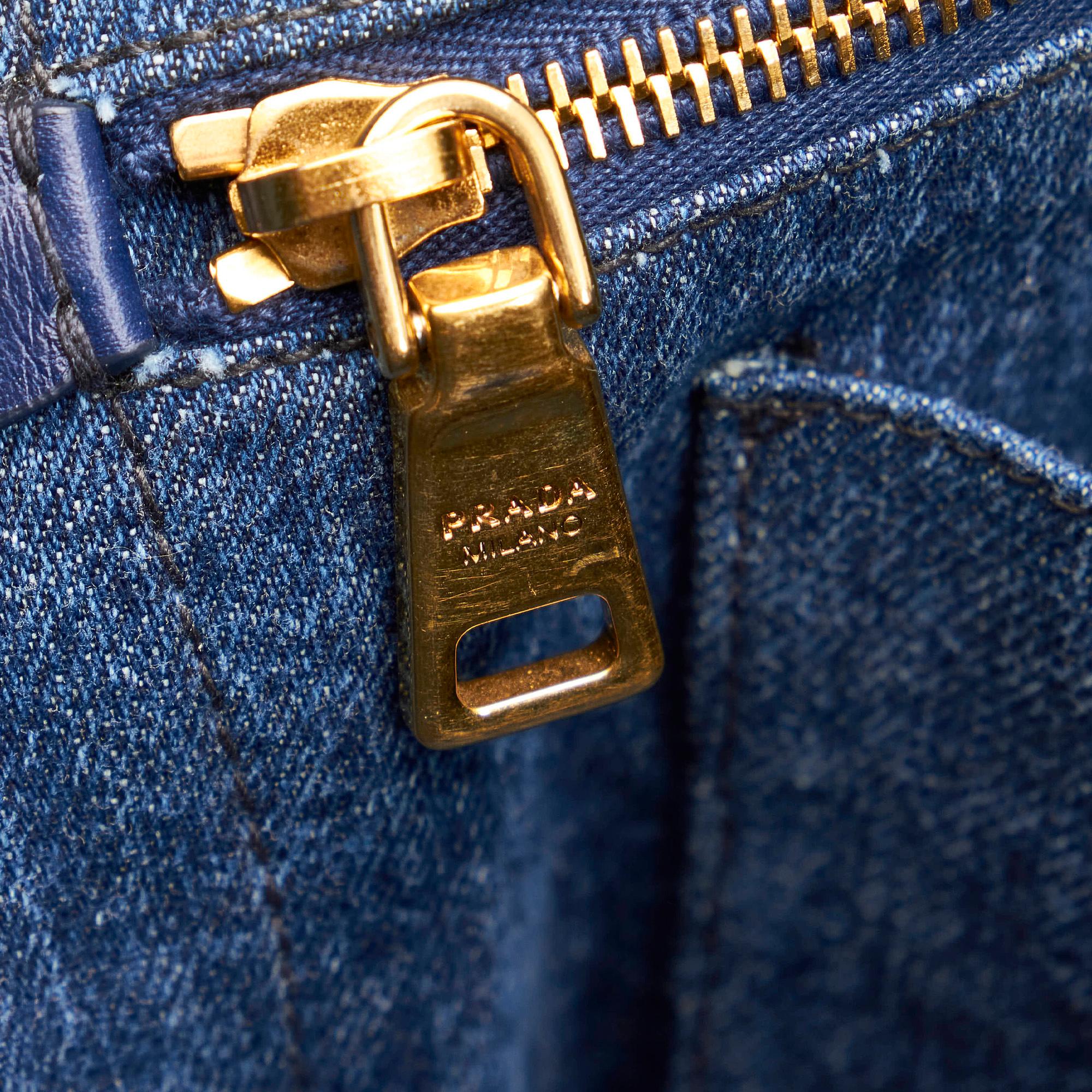 Prada Canapa Logo Denim Tote Bag (SHG-27693)