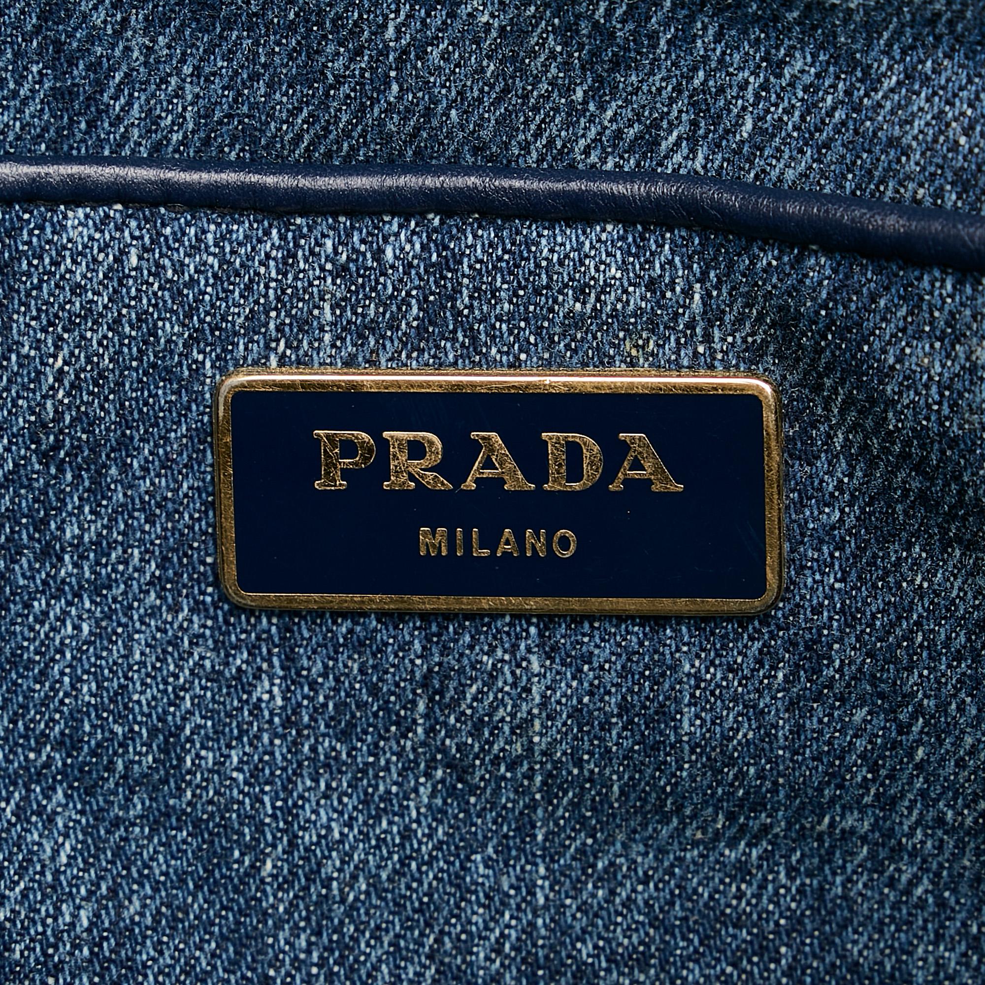 Prada Canapa Logo Denim Tote Bag (SHG-29654)