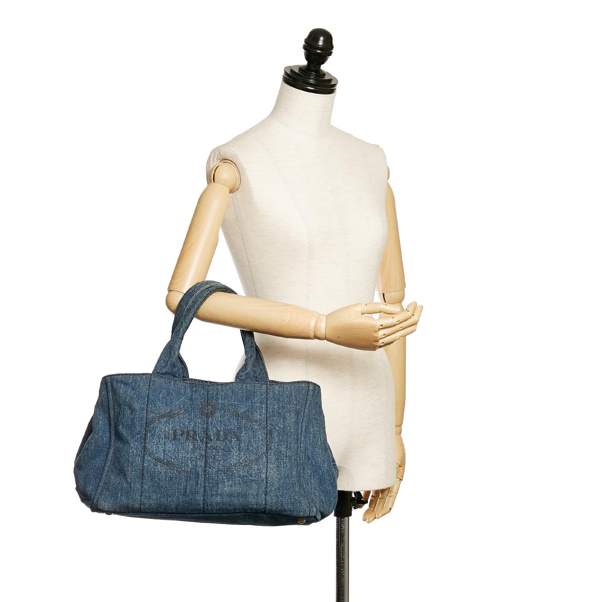 Prada Canapa Logo Denim Tote Bag (SHG-29654)