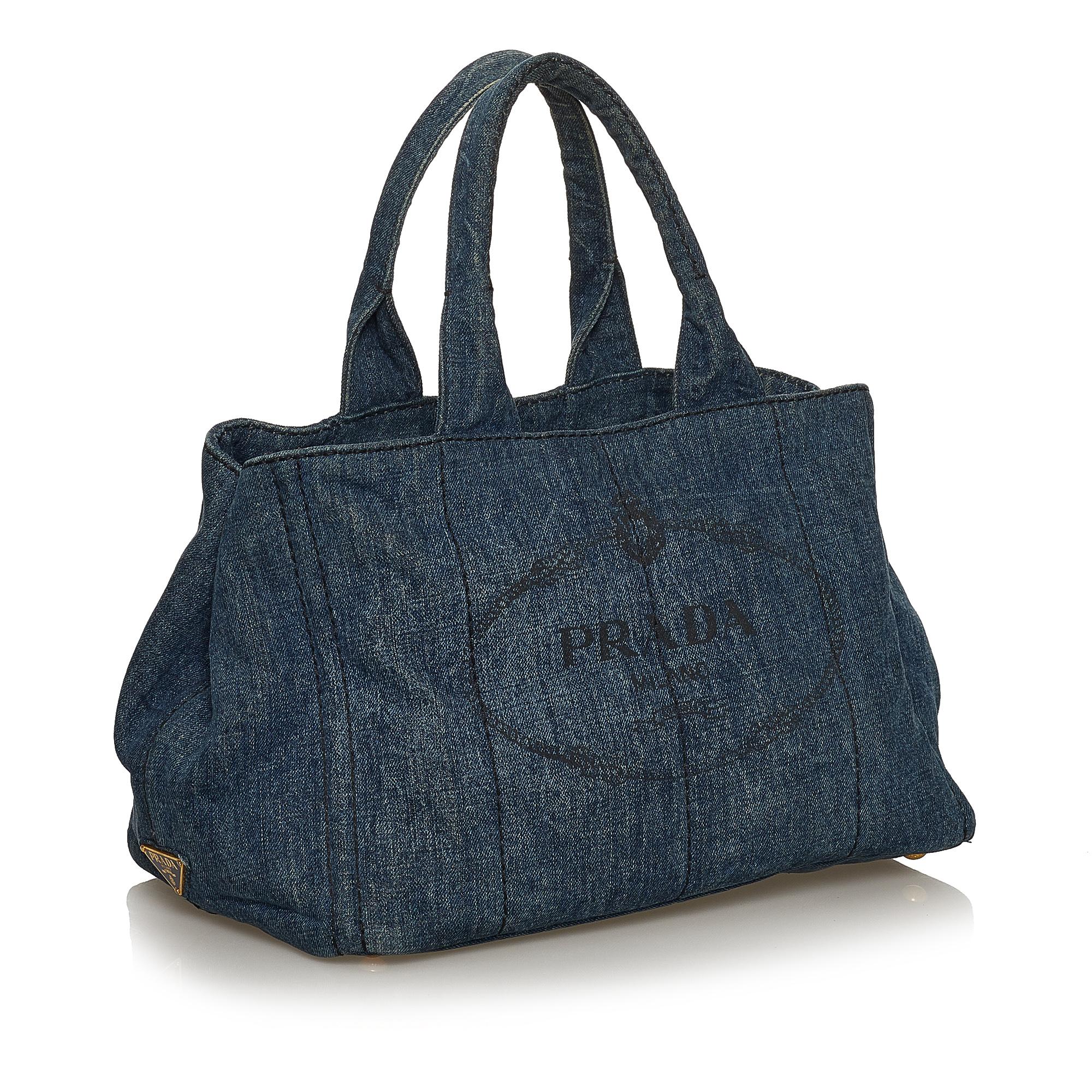Prada Canapa Logo Denim Tote Bag (SHG-29654)