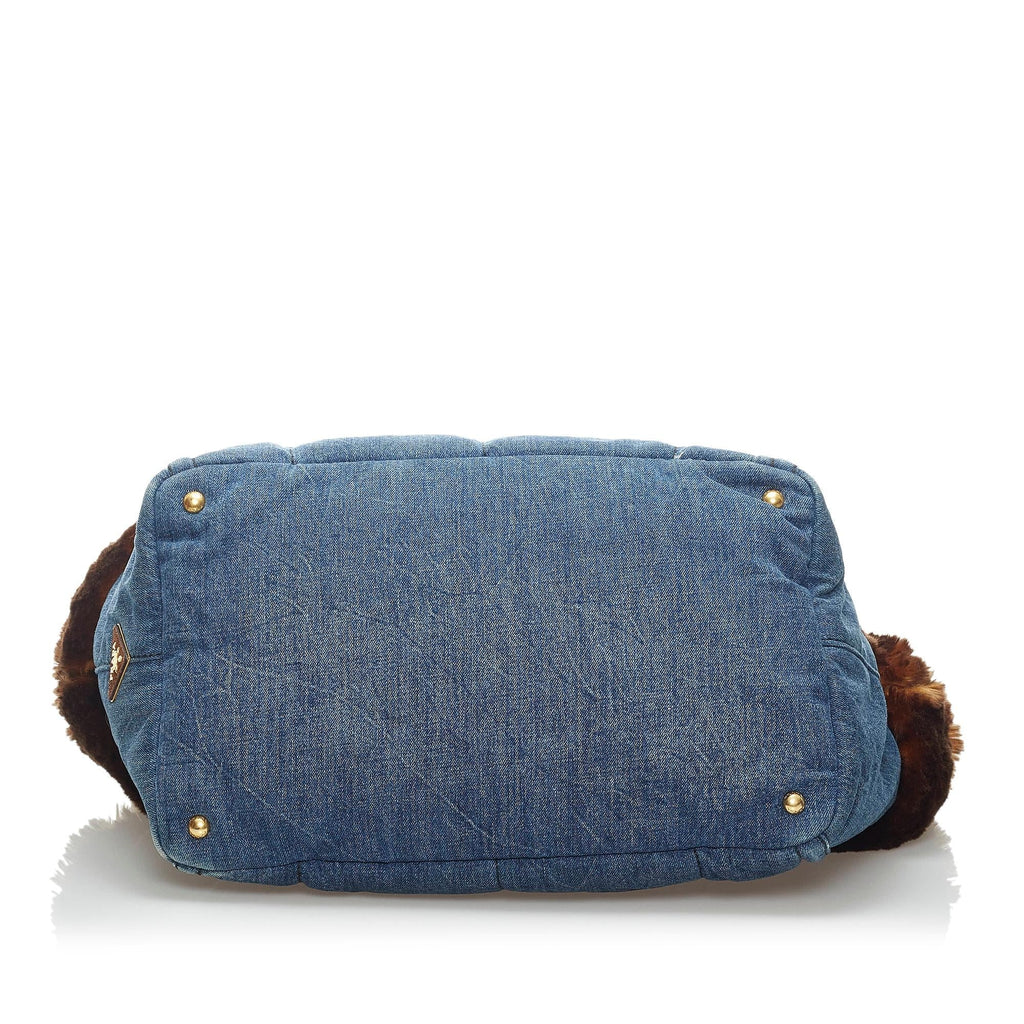 Prada Canapa Logo Denim Tote Bag (SHG-34089)