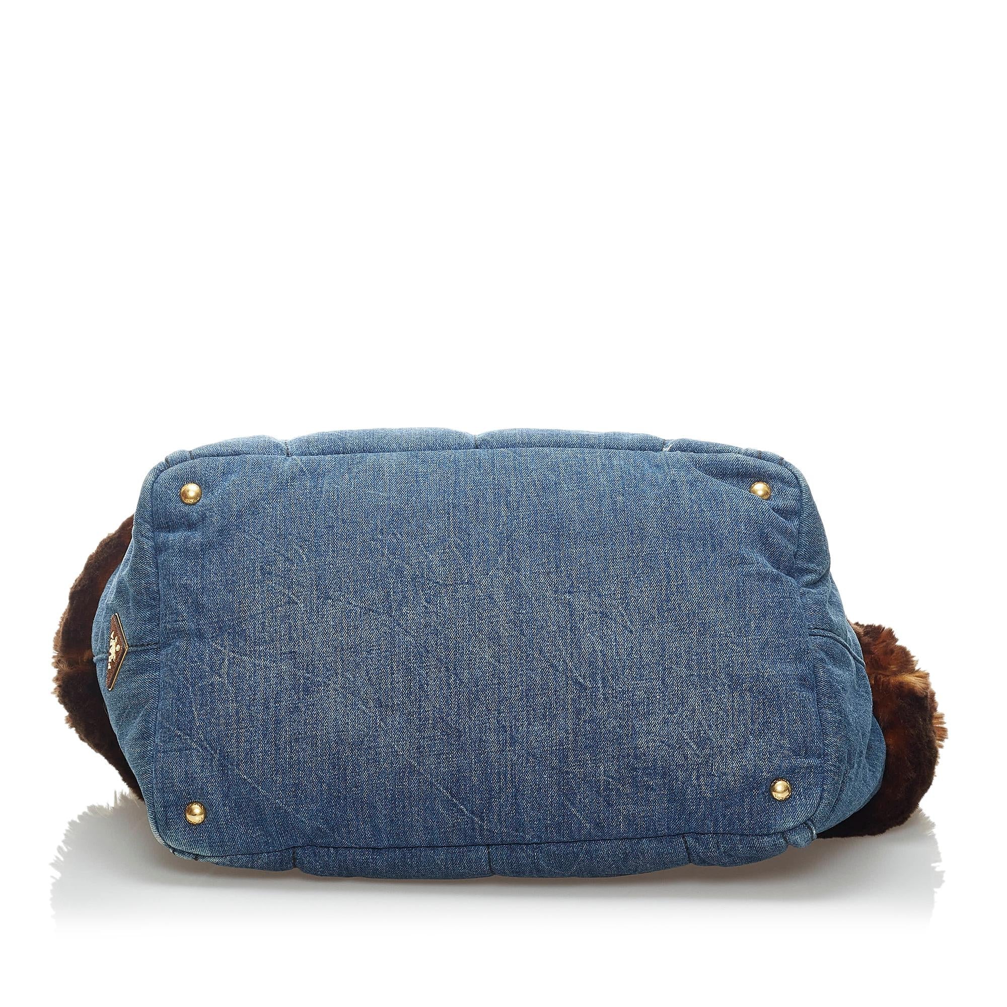 Prada Canapa Logo Denim Tote Bag (SHG-34089)