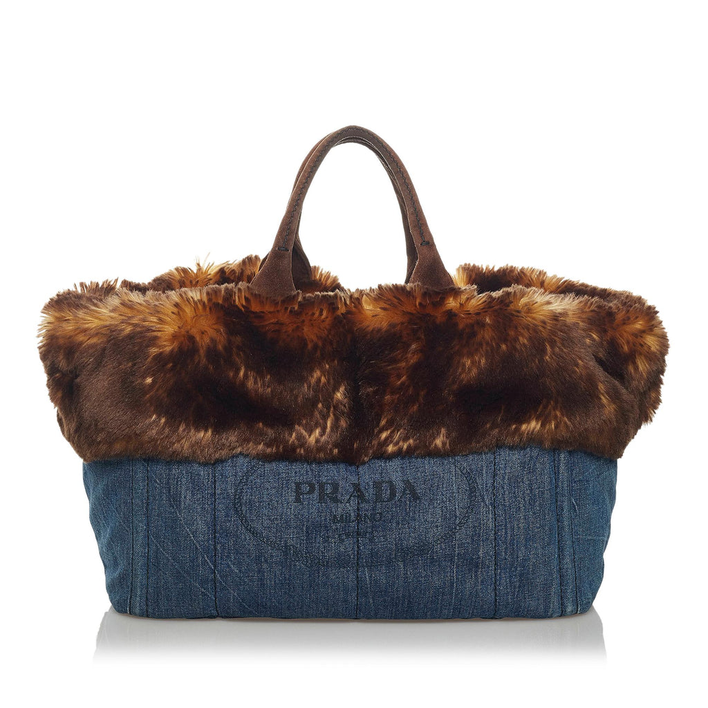 Prada Canapa Logo Denim Tote Bag (SHG-34089)