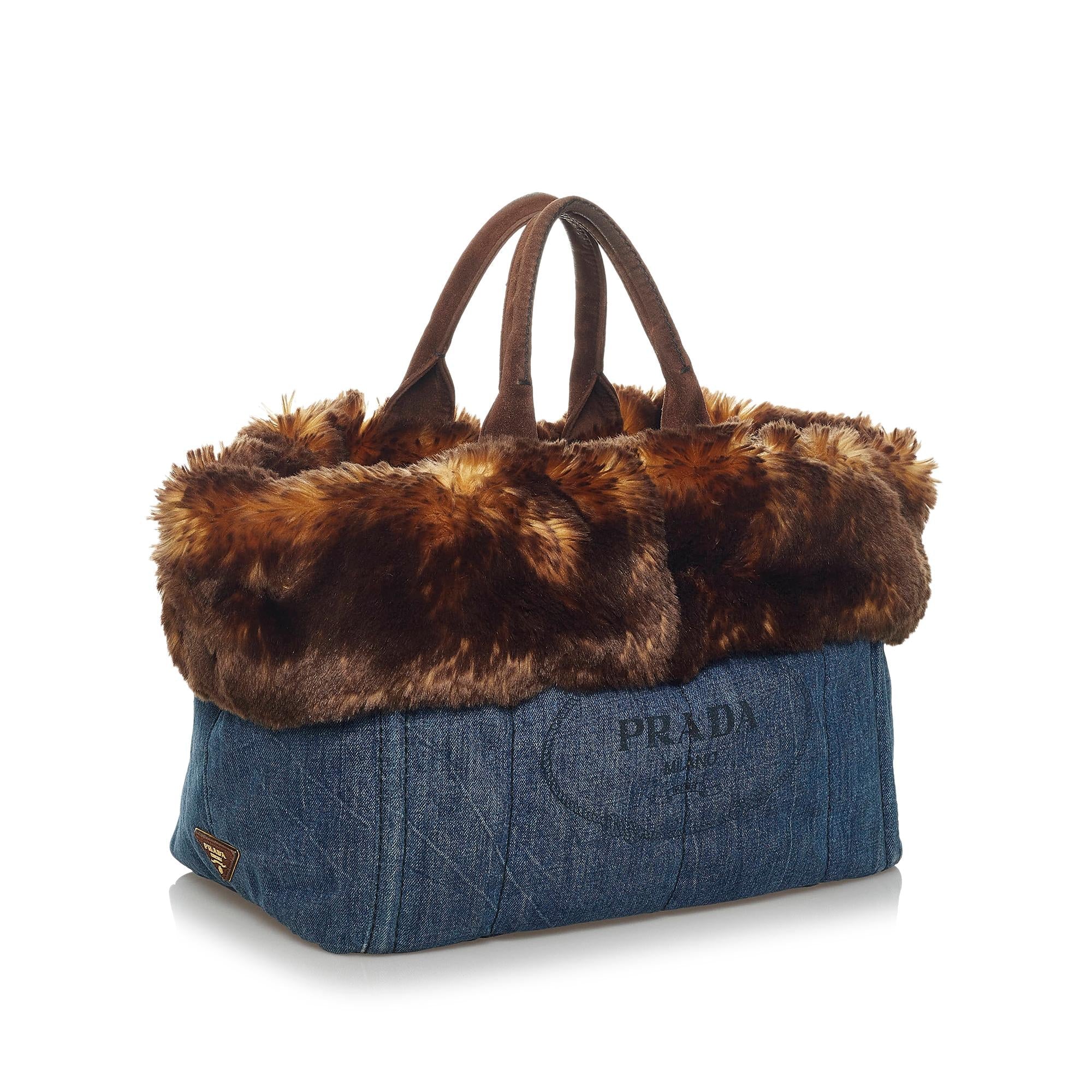 Prada Canapa Logo Denim Tote Bag (SHG-34089)