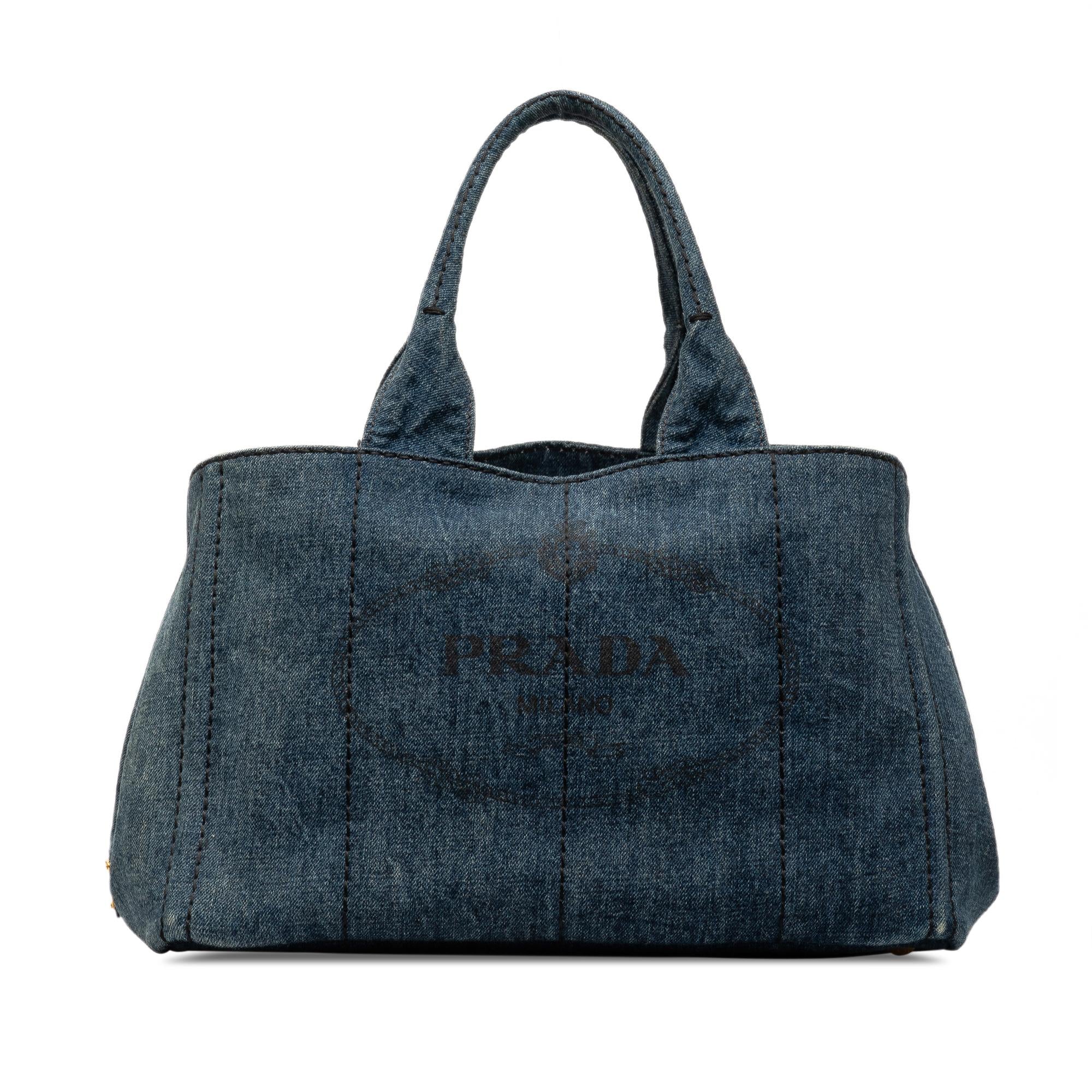 Prada Canapa Logo Denim Tote Bag (SHG-Cat296)