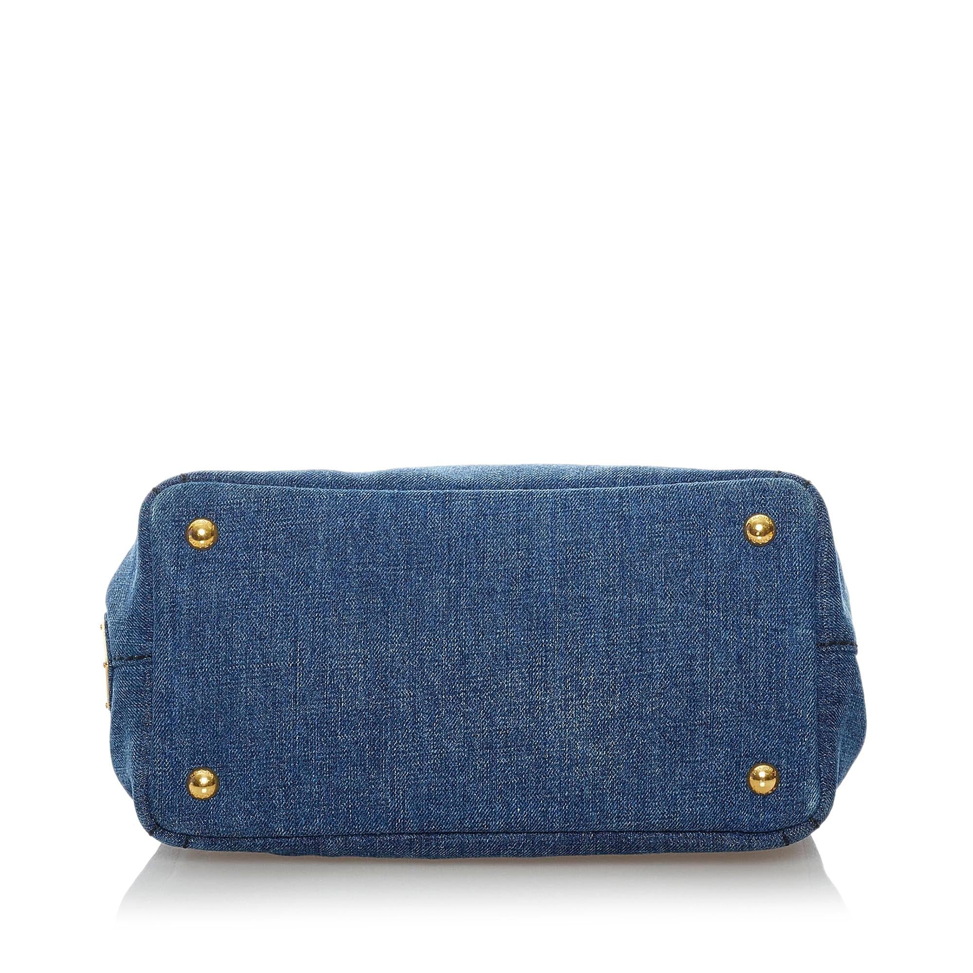 Prada Canapa Logo Denim Tote (SHG-30696)