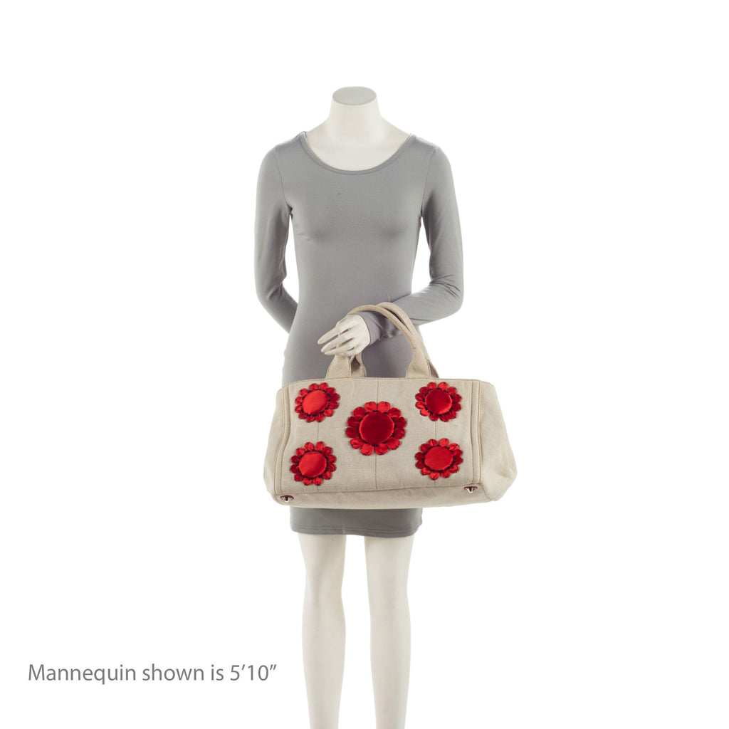 Prada Canapa Mistollino Floral Tote (SHF-pjKNcp)