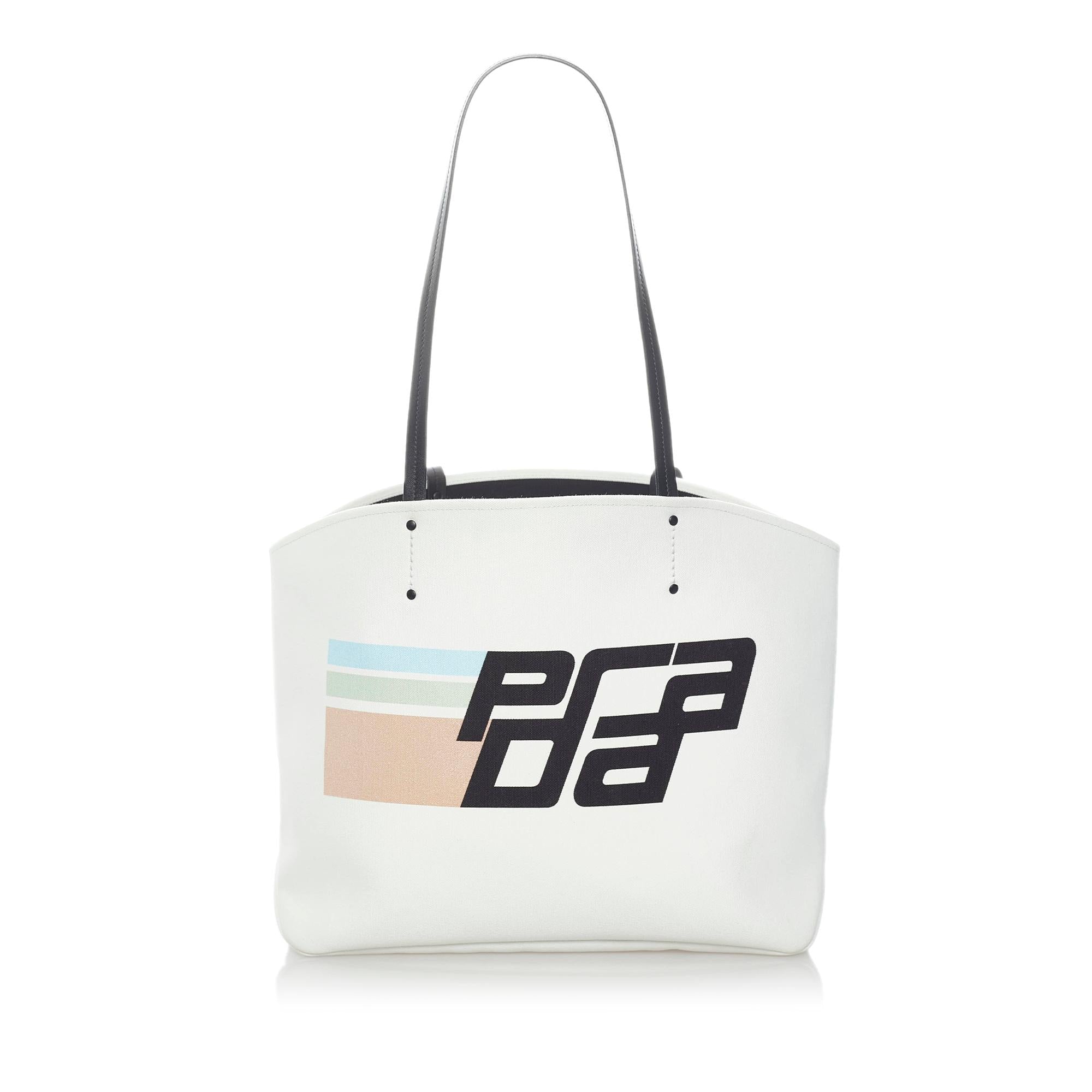 Prada Canapa Racing Logo Shopping Canvas Tote Bag (SHG-31191)