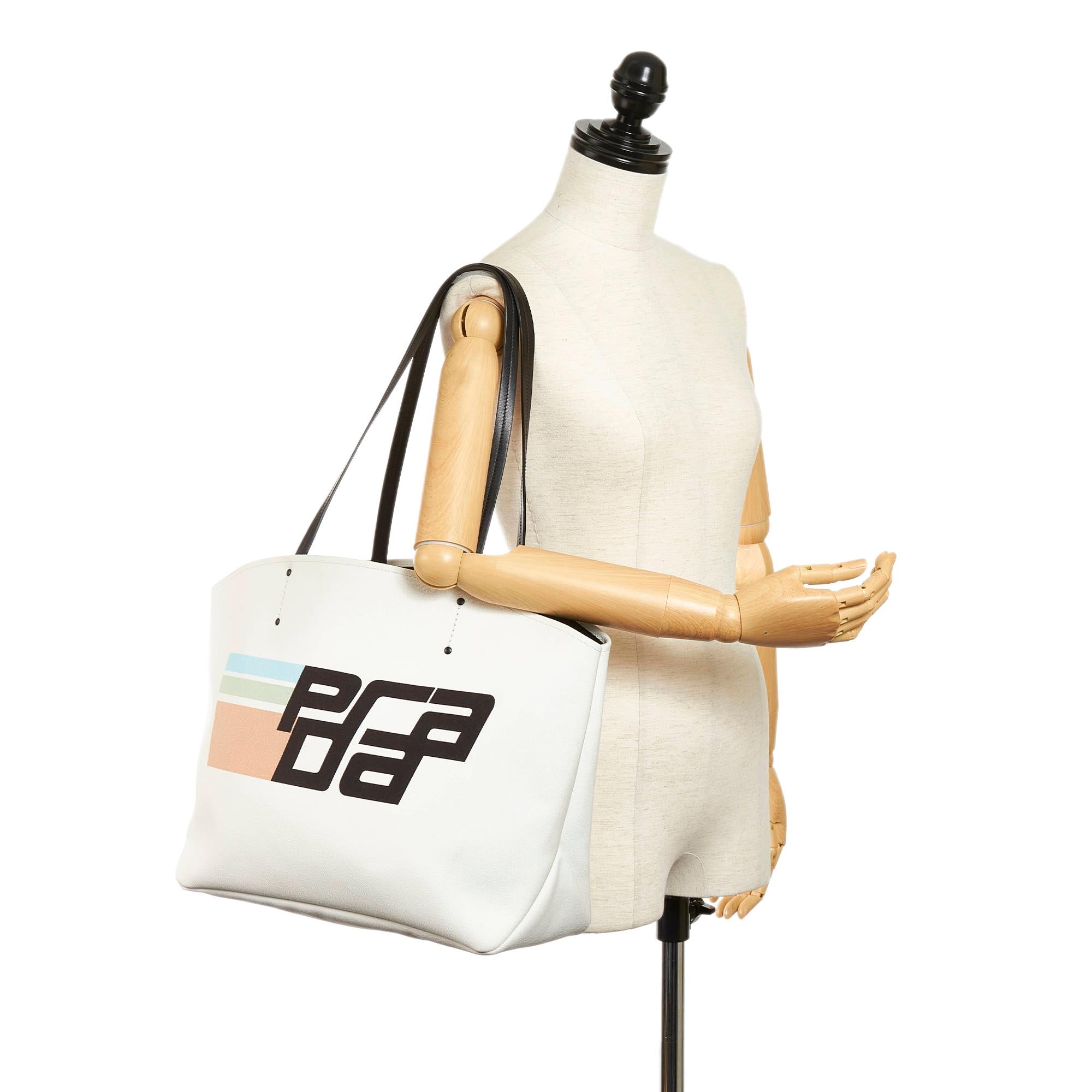 Prada Canapa Racing Logo Shopping Canvas Tote Bag (SHG-31191)