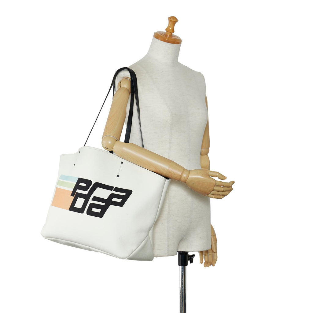 Prada Canapa Racing Logo Shopping Tote