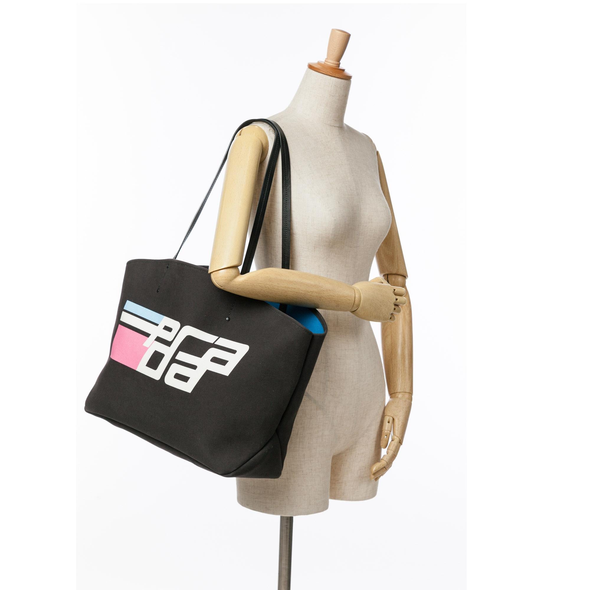Prada Canapa Racing Logo Shopping Tote