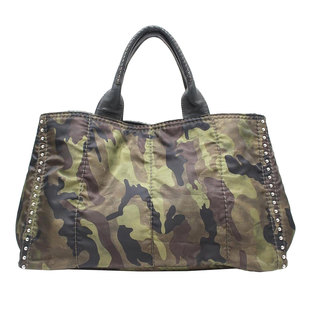 Prada Canapa Studded Camouflage Tote (SHG-GSj4ov)