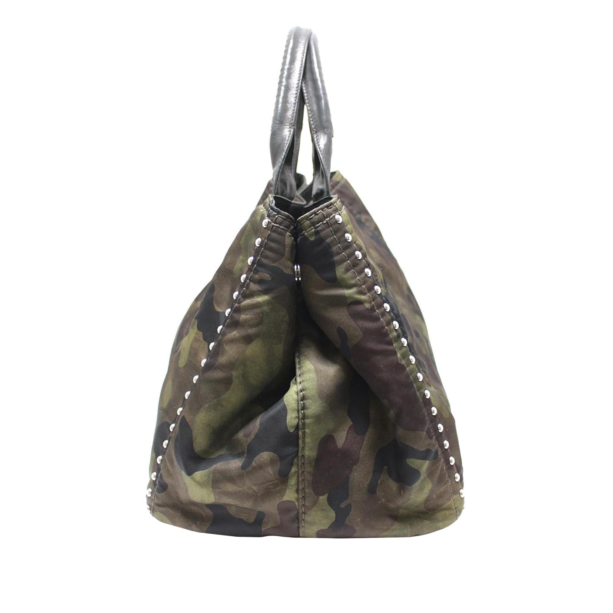 Prada Canapa Studded Camouflage Tote (SHG-GSj4ov)