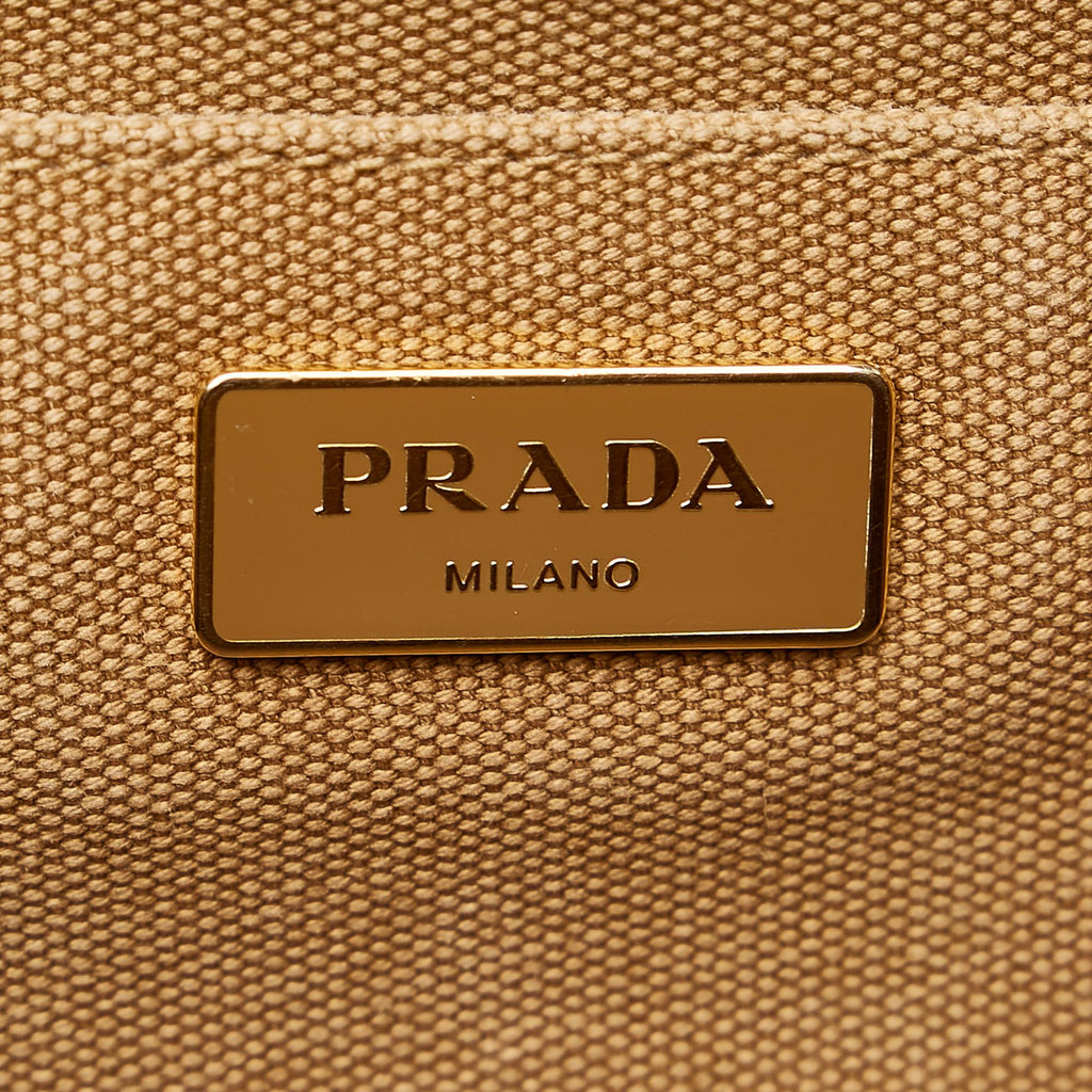 Prada Canapa Studded Canvas Tote Bag (SHG-26057)