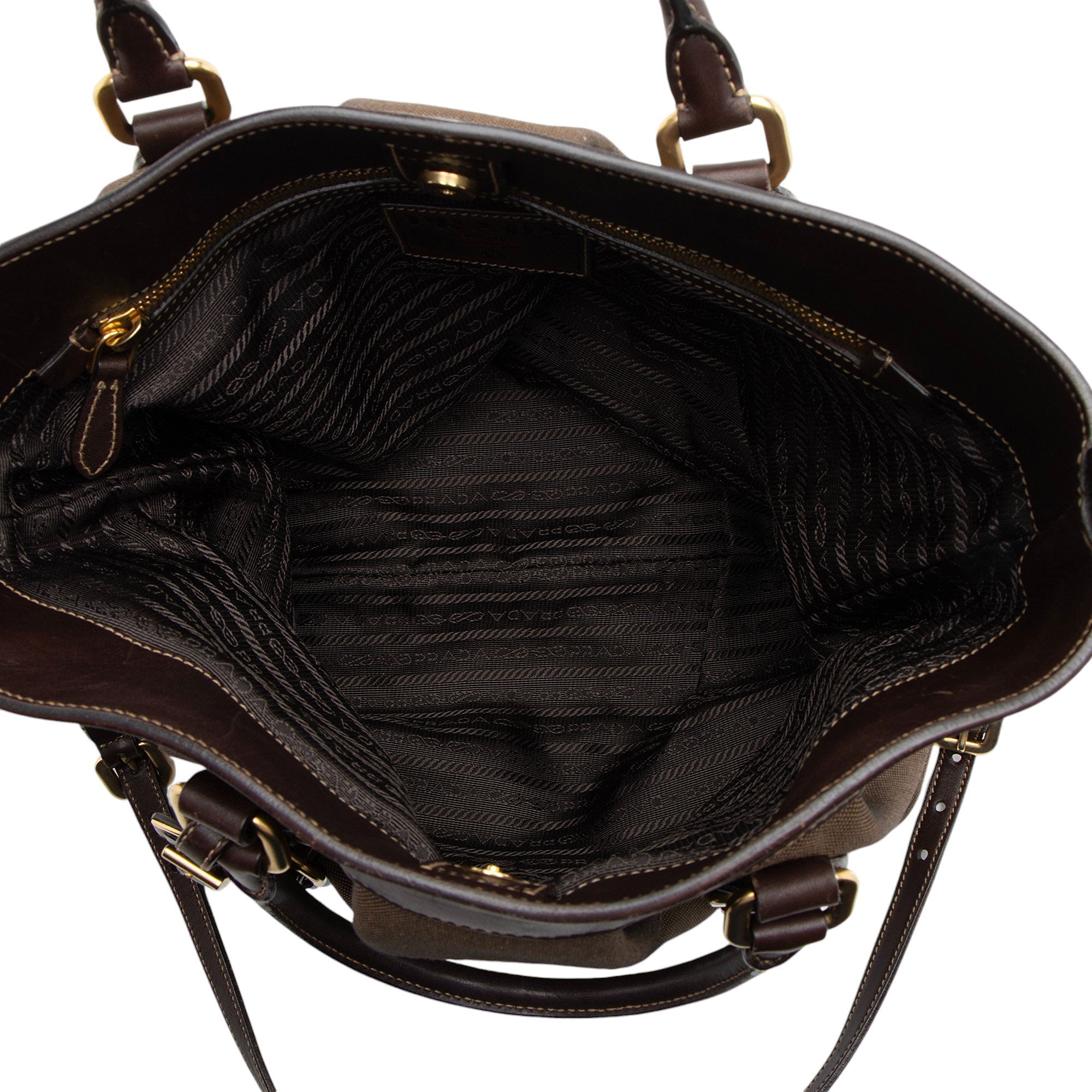 Prada Canapa Logo Belted Tote (SHF-zDMSqS)