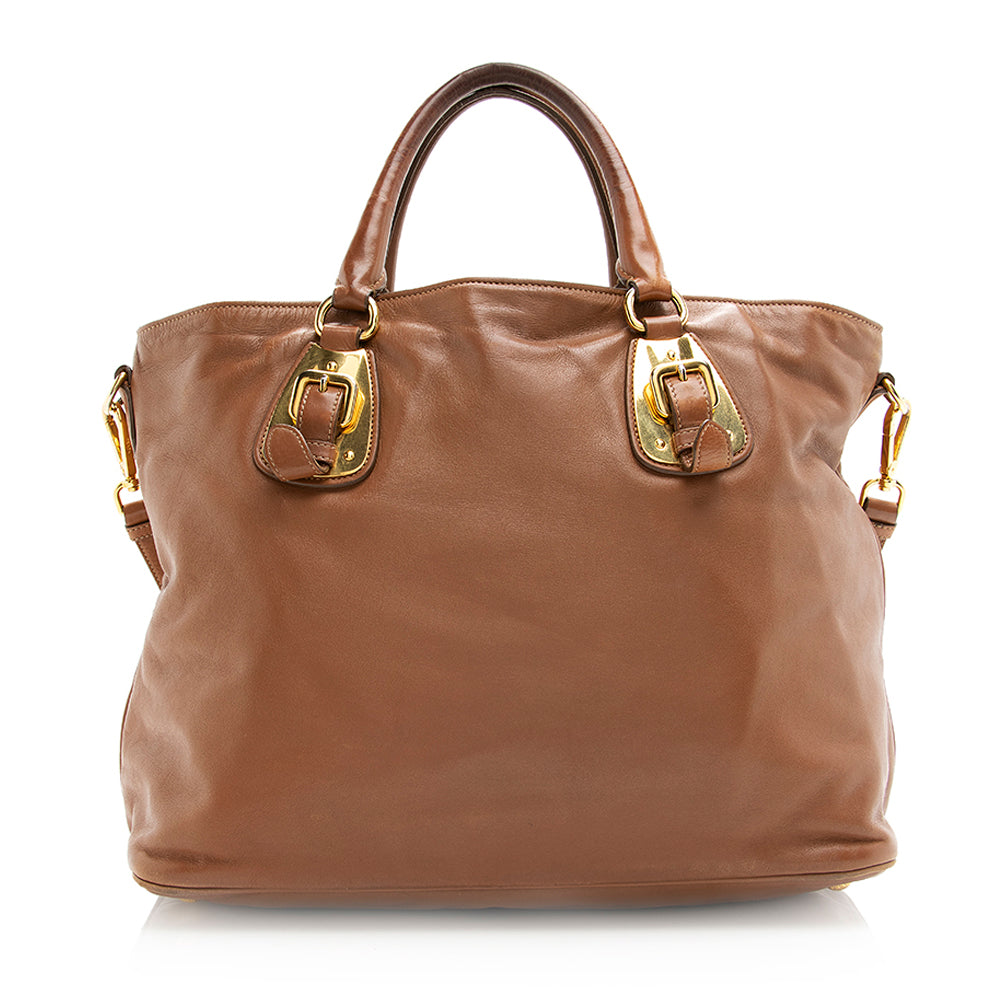 Prada Cervo Leather Convertible Tote (SHF-20292)