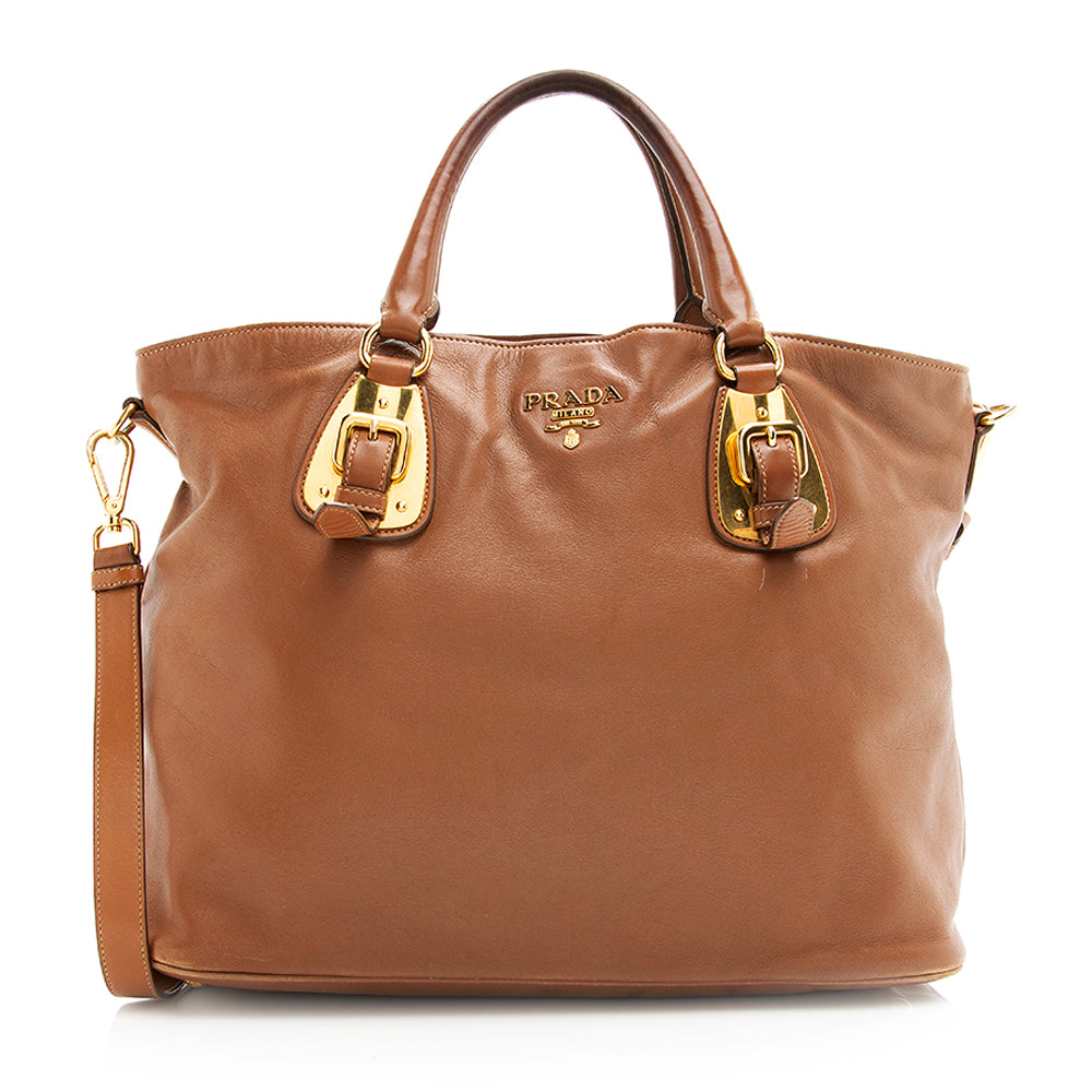 Prada Cervo Leather Convertible Tote (SHF-20292)