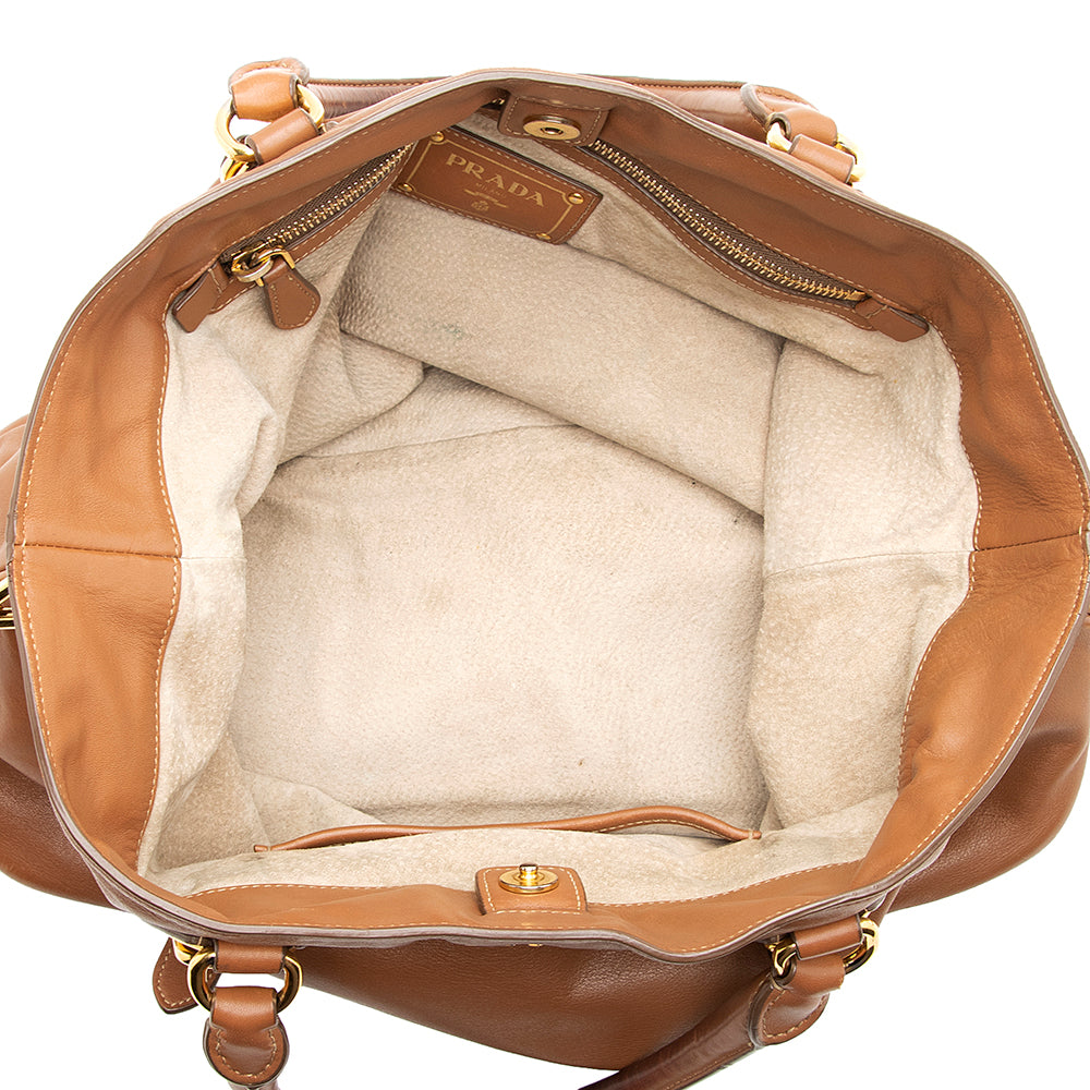 Prada Cervo Leather Convertible Tote (SHF-20292)
