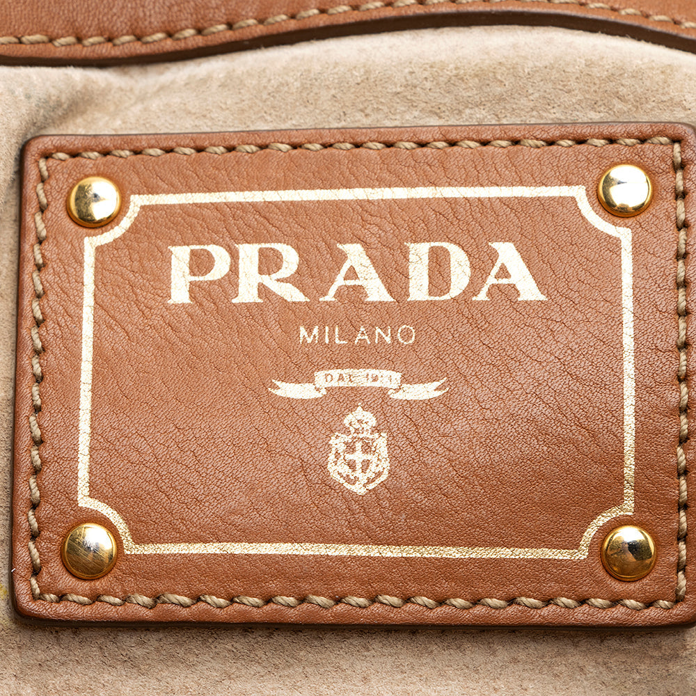 Prada Cervo Leather Convertible Tote (SHF-20292)