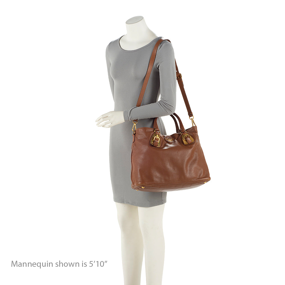 Prada Cervo Leather Convertible Tote (SHF-20292)