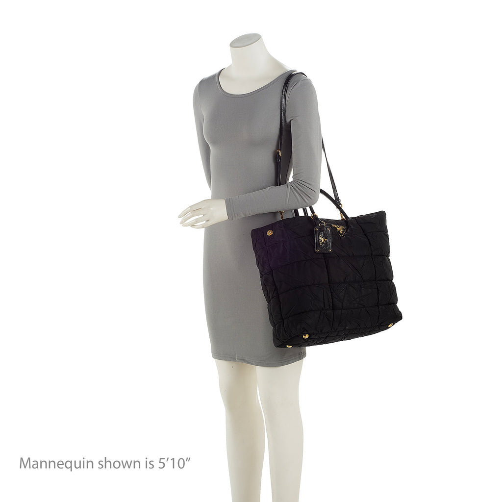 Prada Chevron Quilted Tessuto Convertible Large Tote (SHF-23247)