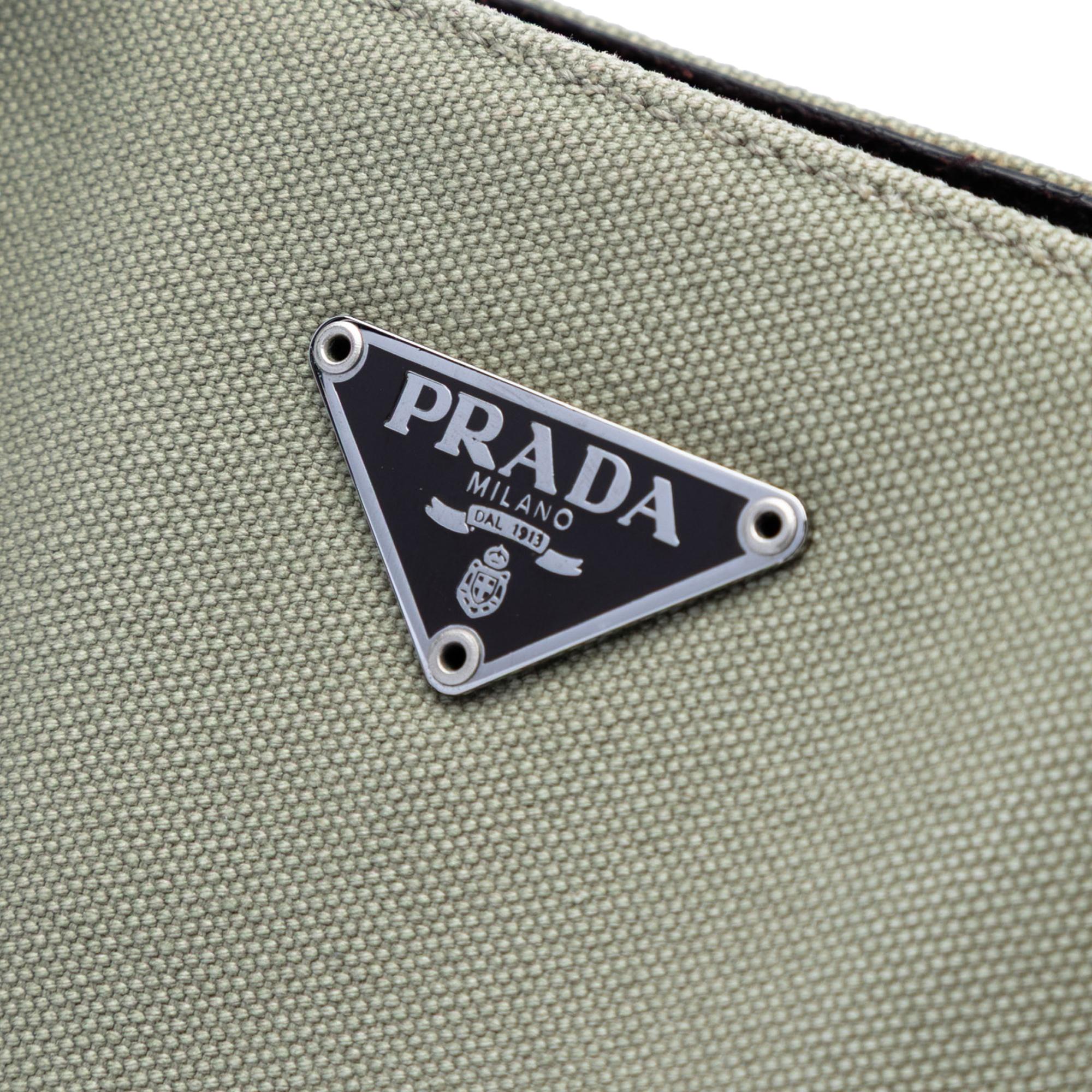 Prada Cinghiale Trimmed Canvas Canapa Tote