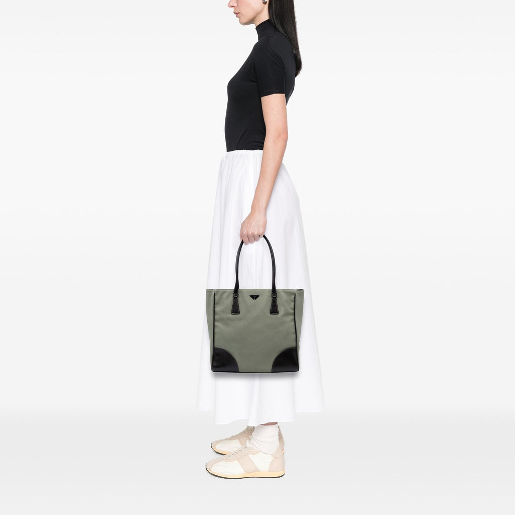 Prada Cinghiale Trimmed Canvas Canapa Tote