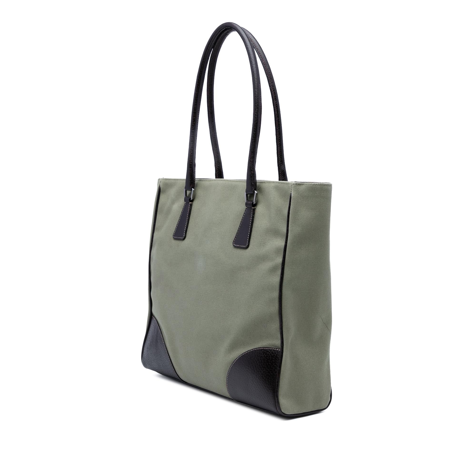Prada Cinghiale Trimmed Canvas Canapa Tote