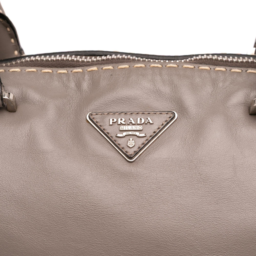 Prada City Calf Hand Stitched Zip Tote