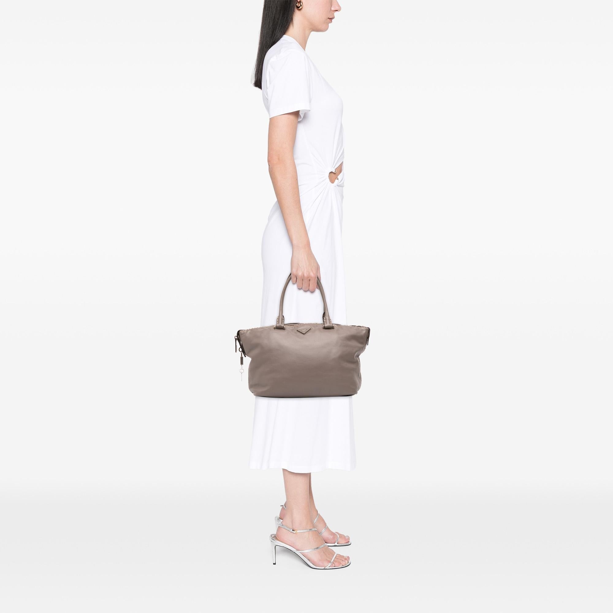Prada City Calf Hand Stitched Zip Tote