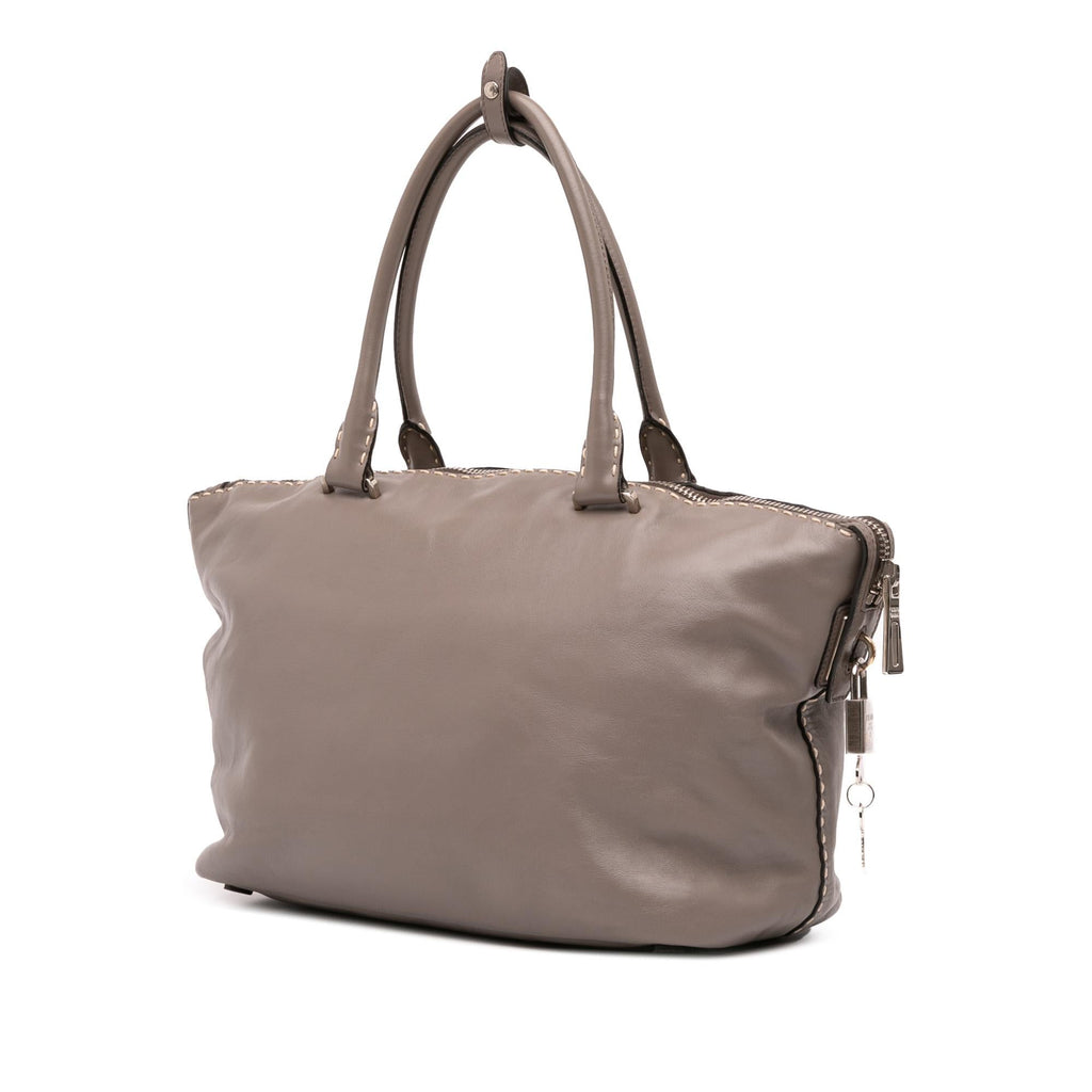 Prada City Calf Hand Stitched Zip Tote