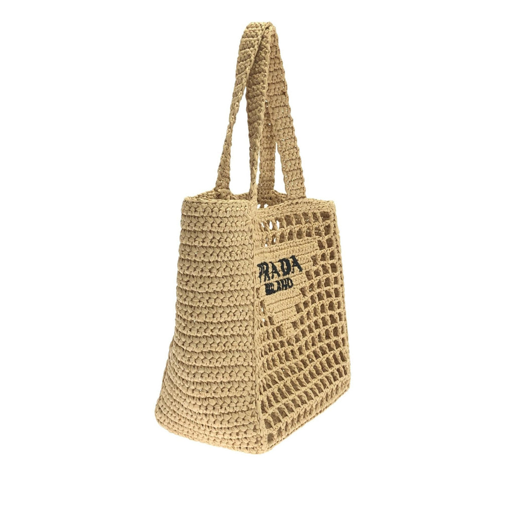 Prada Crochet Raffia Logo Tote (SHG-pYXgqu)