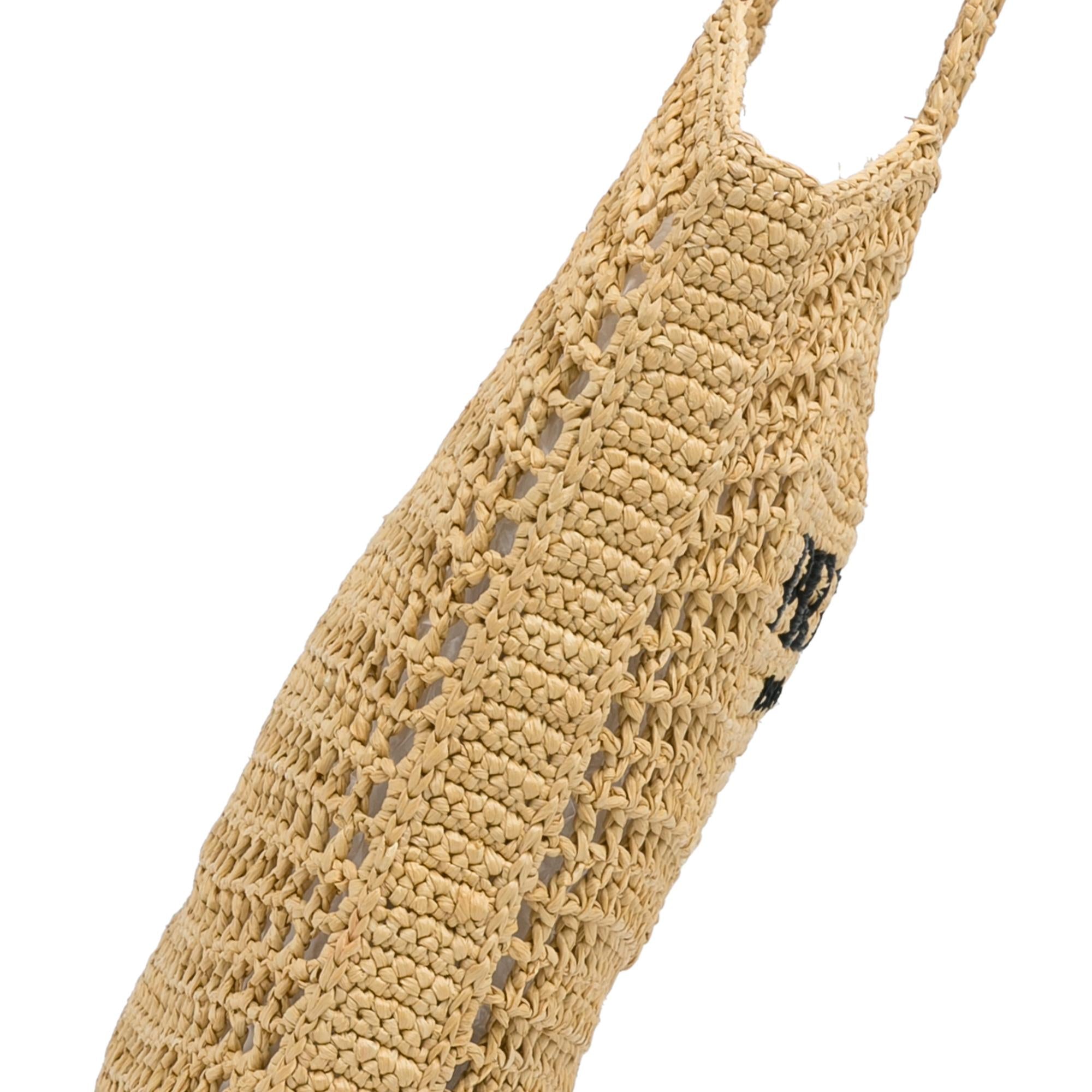 Prada Crochet Raffia Logo Tote (SHG-1YPyMA)